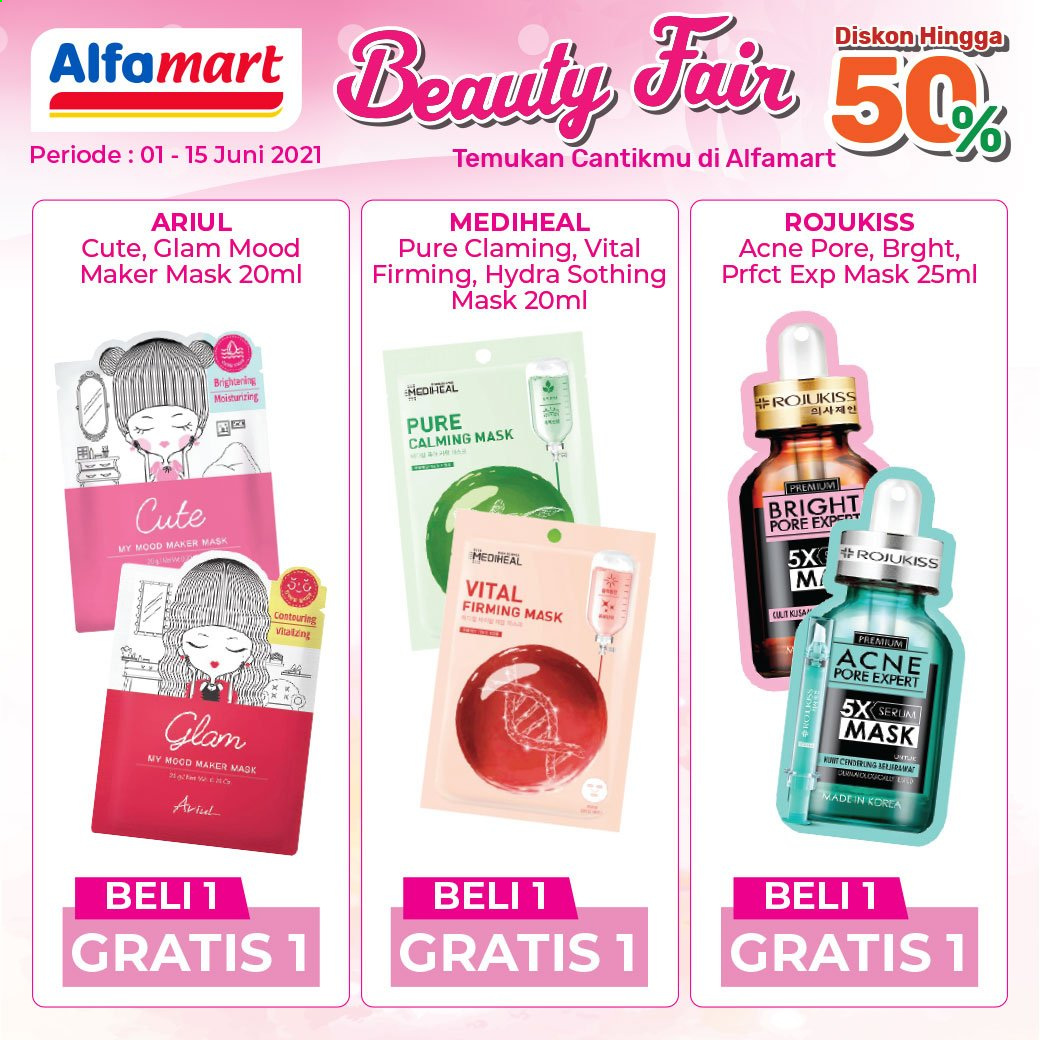 thumbnail - Promo Alfamart - 06/01/2021 - 06/15/2021 - Produk diskon - serum, mask, moisturizing, glam. Halaman 1.
