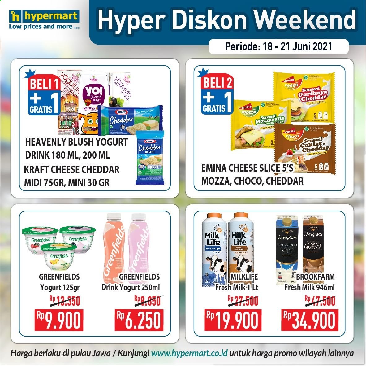 thumbnail - Promo Hypermart - 06/18/2021 - 06/21/2021 - Produk diskon - milk, yogurt, cheddar, calcium, drink. Halaman 1.