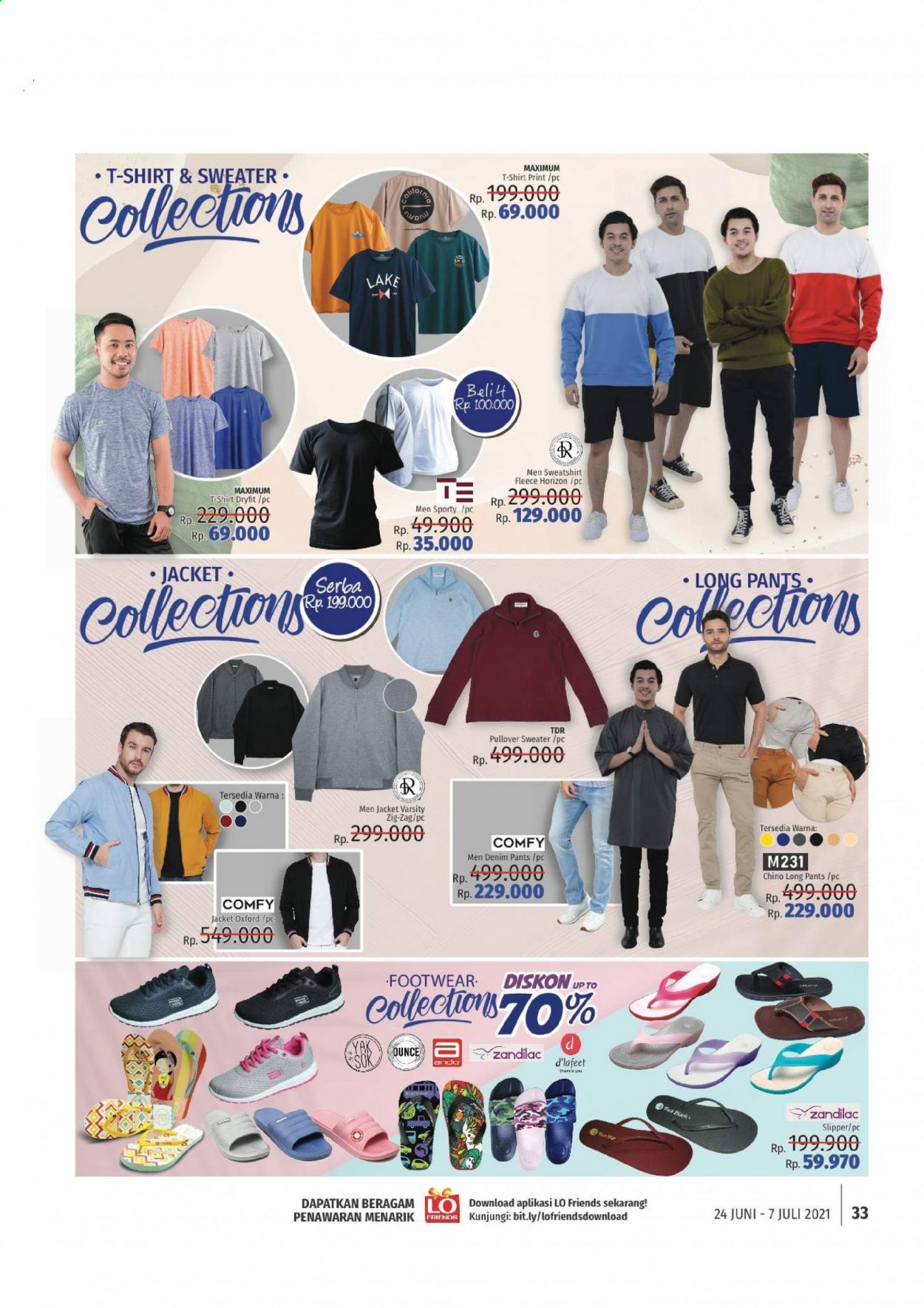 thumbnail - Promo LOTTE Mart - 06/24/2021 - 07/07/2021 - Produk diskon - t-shirt, sweater, sweatshirt, tersedia warna, slipper, shirt, pullover, pants, jeans, jacket. Halaman 33.