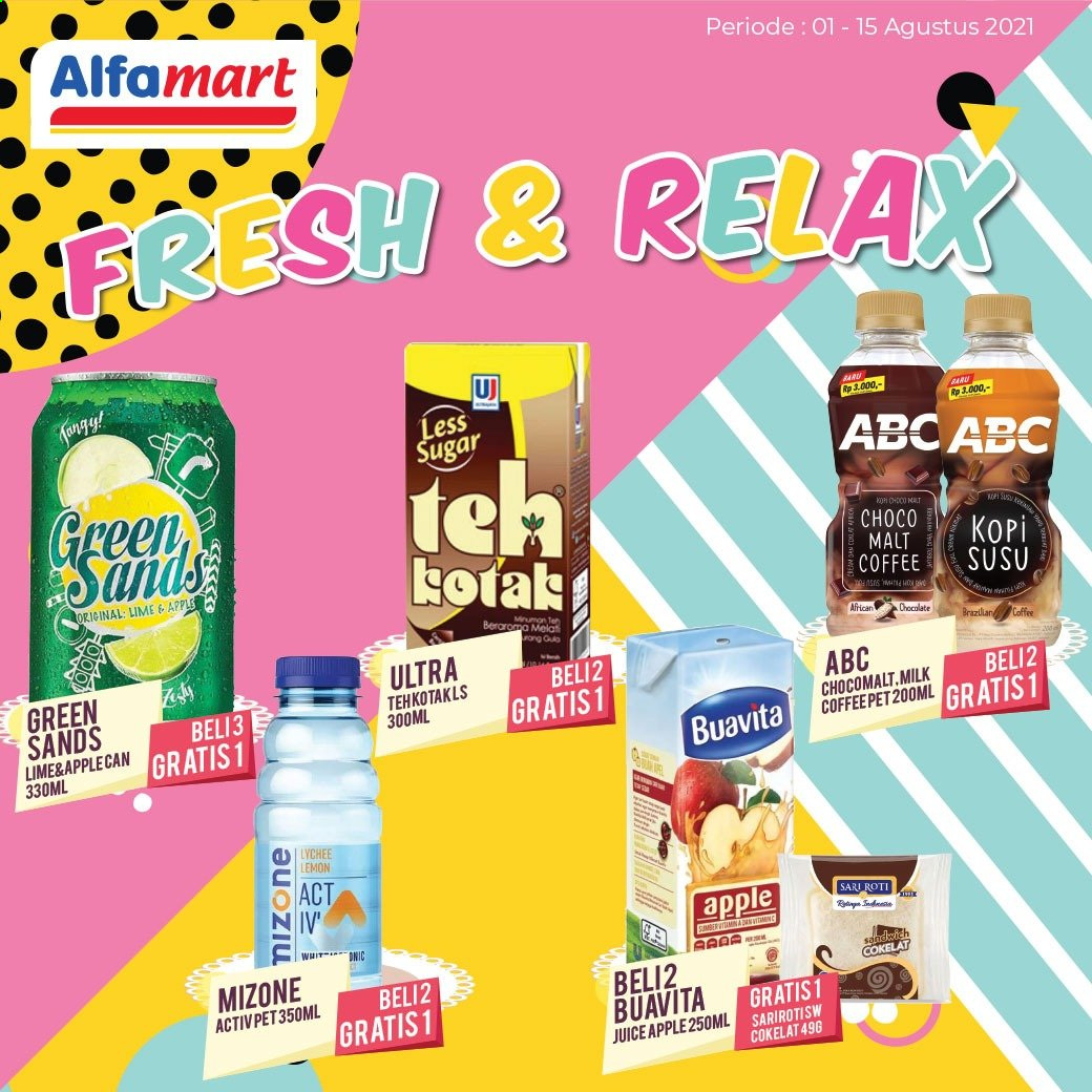 thumbnail - Promo Alfamart - 08/01/2021 - 08/15/2021 - Produk diskon - milk, coffee, sugar, pet, lemon, lychee, chocolate, green sands, apple. Halaman 1.