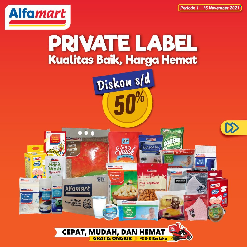 Promo Alfamart - 11/01/2021 - 11/15/2021 - Produk diskon - rice, peanuts, pel, mobil, chocolate, beras, snack. Halaman 1.