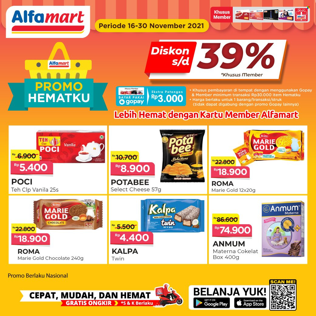 thumbnail - Promo Alfamart - 11/16/2021 - 11/30/2021 - Produk diskon - chips, chocolate, gold, cap, box. Halaman 2.