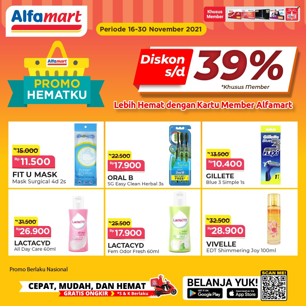 thumbnail - Promo Alfamart - 11/16/2021 - 11/30/2021 - Produk diskon - mask, oral b, lactacid, gillette, eau de toilette. Halaman 3.