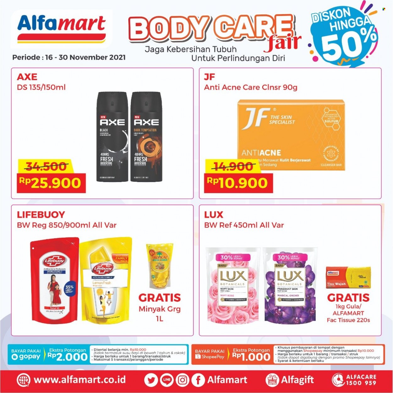 thumbnail - Promo Alfamart - 11/16/2021 - 11/30/2021 - Produk diskon - tissue, lemon, lifebuoy, minyak, gula, cleanser, axe, vitamin. Halaman 2.