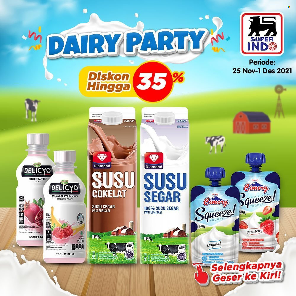 Promo Super INDO - 11/25/2021 - 12/01/2021 - Produk diskon - yogurt, pisang, delima, yogurt drink. Halaman 1.