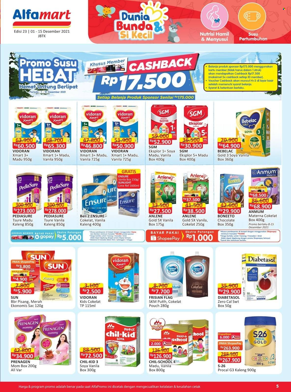 thumbnail - Promo Alfamart - 12/01/2021 - 12/15/2021 - Produk diskon - milk, vidoran, sun, sunlight, pisang, chocolate, gold, box. Halaman 5.
