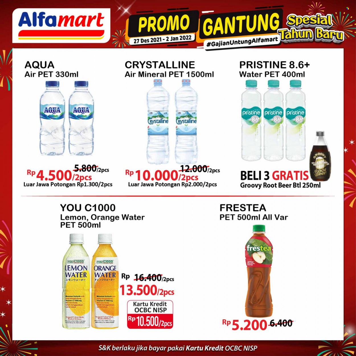Promo Alfamart - 12/27/2021 - 01/02/2022 - Produk diskon - pet, lemon, beer, apple, aqua, vitamin. Halaman 6.