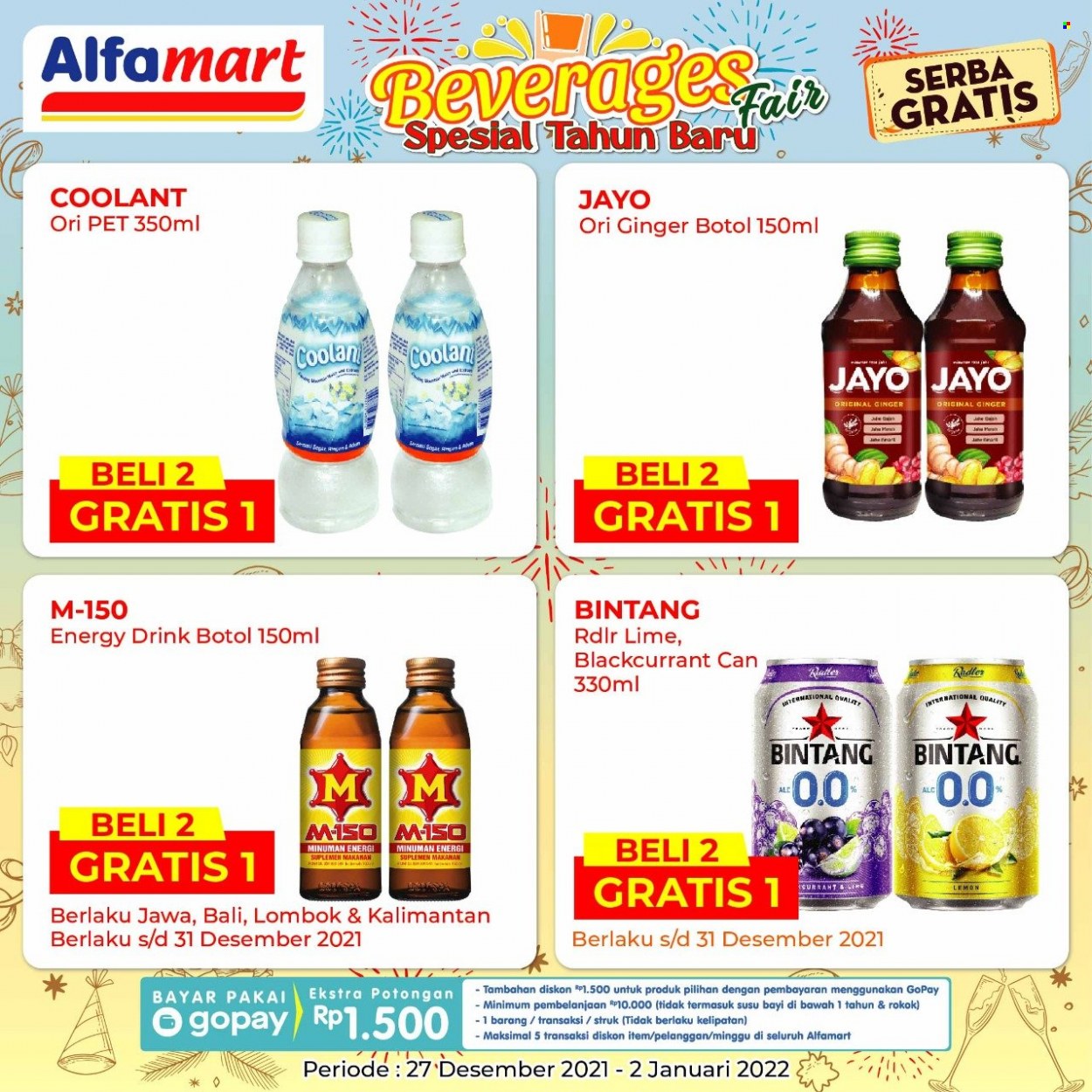 Promo Alfamart - 12/27/2021 - 01/02/2022 - Produk diskon - pet, miso, ginger, coolant, energy drink. Halaman 16.