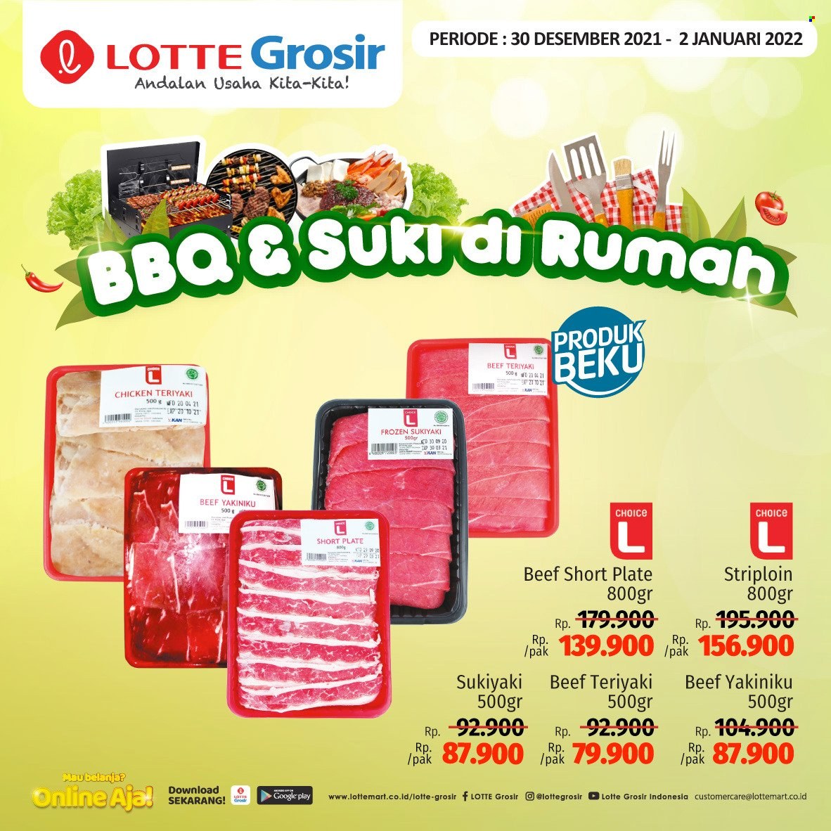 thumbnail - Promo LOTTE Grosir - 12/30/2021 - 01/02/2022 - Produk diskon - chicken, beef, teriyaki, plate, frozen, beef meat. Halaman 1.