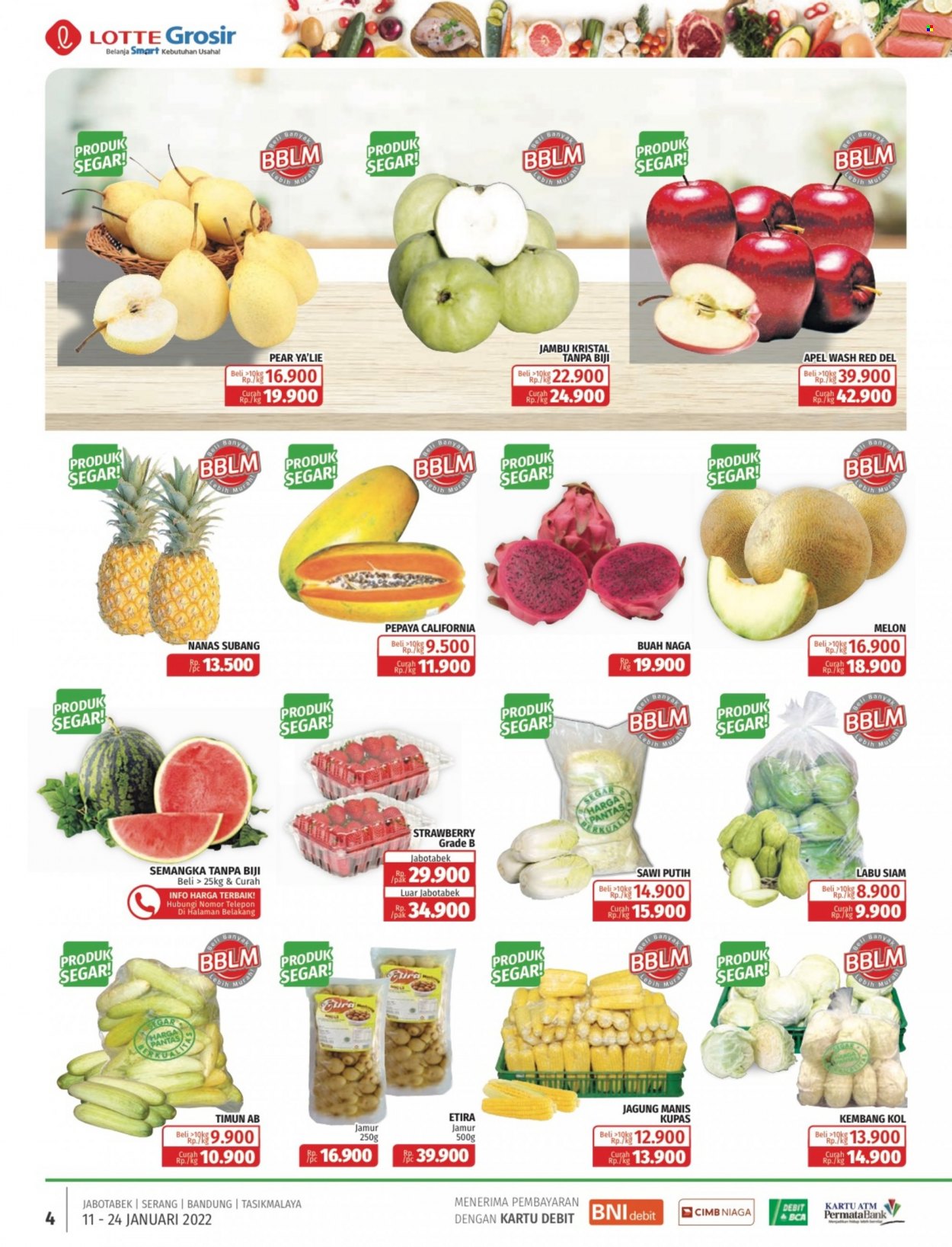 thumbnail - Promo LOTTE Grosir - 01/11/2022 - 01/24/2022 - Produk diskon - timun, semangka, pepaya, nanas, labu, melon, apel. Halaman 4.