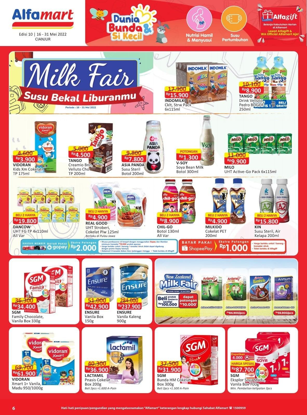 thumbnail - Promo Alfamart - 05/16/2022 - 05/31/2022 - Produk diskon - milk, indomilk, vidoran, stroberi, tango, pet, chocolate, box, drink. Halaman 6.