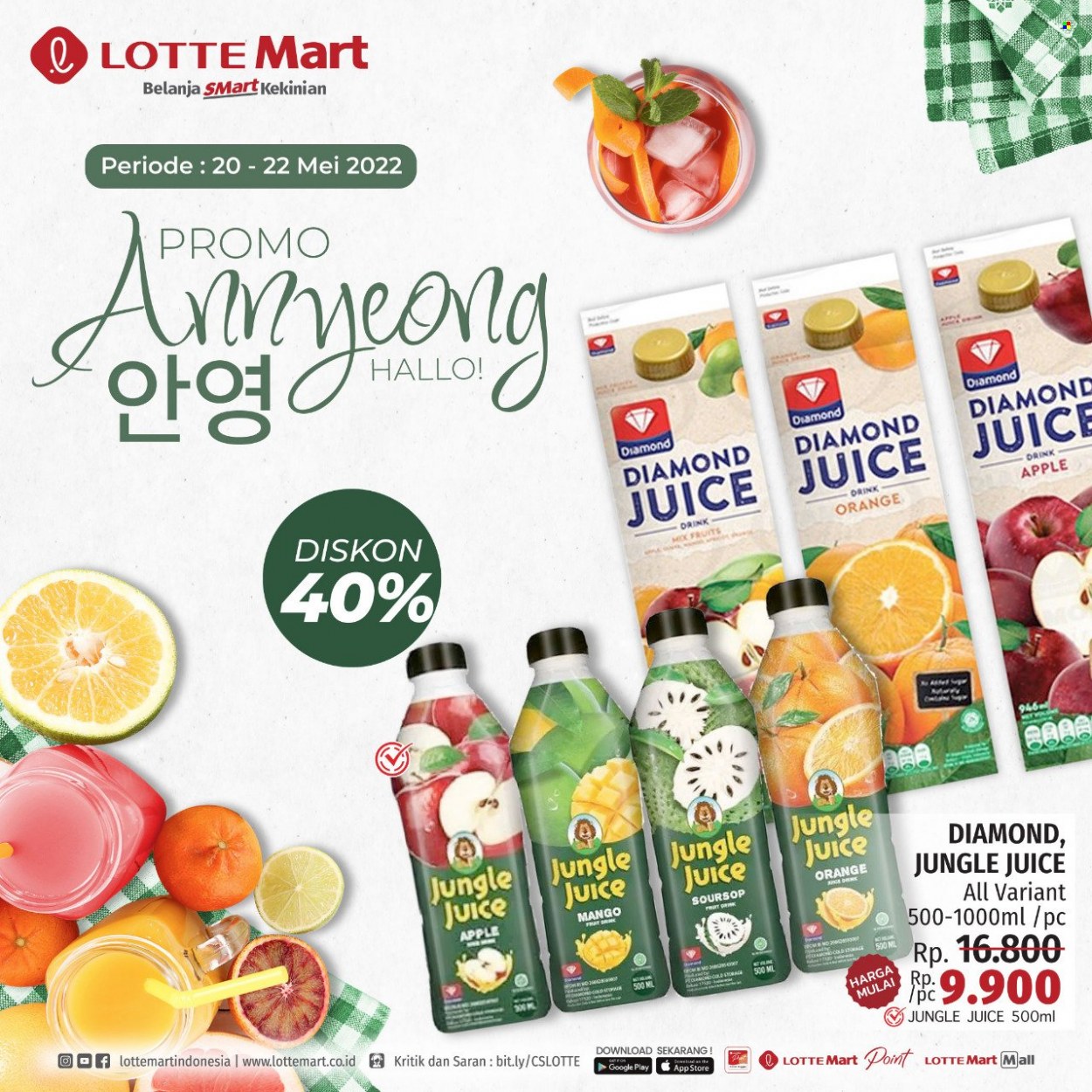 thumbnail - Promo LOTTE Mart - 05/20/2022 - 05/22/2022 - Produk diskon - fruit, mango, harga mulai, apple, drink. Halaman 1.