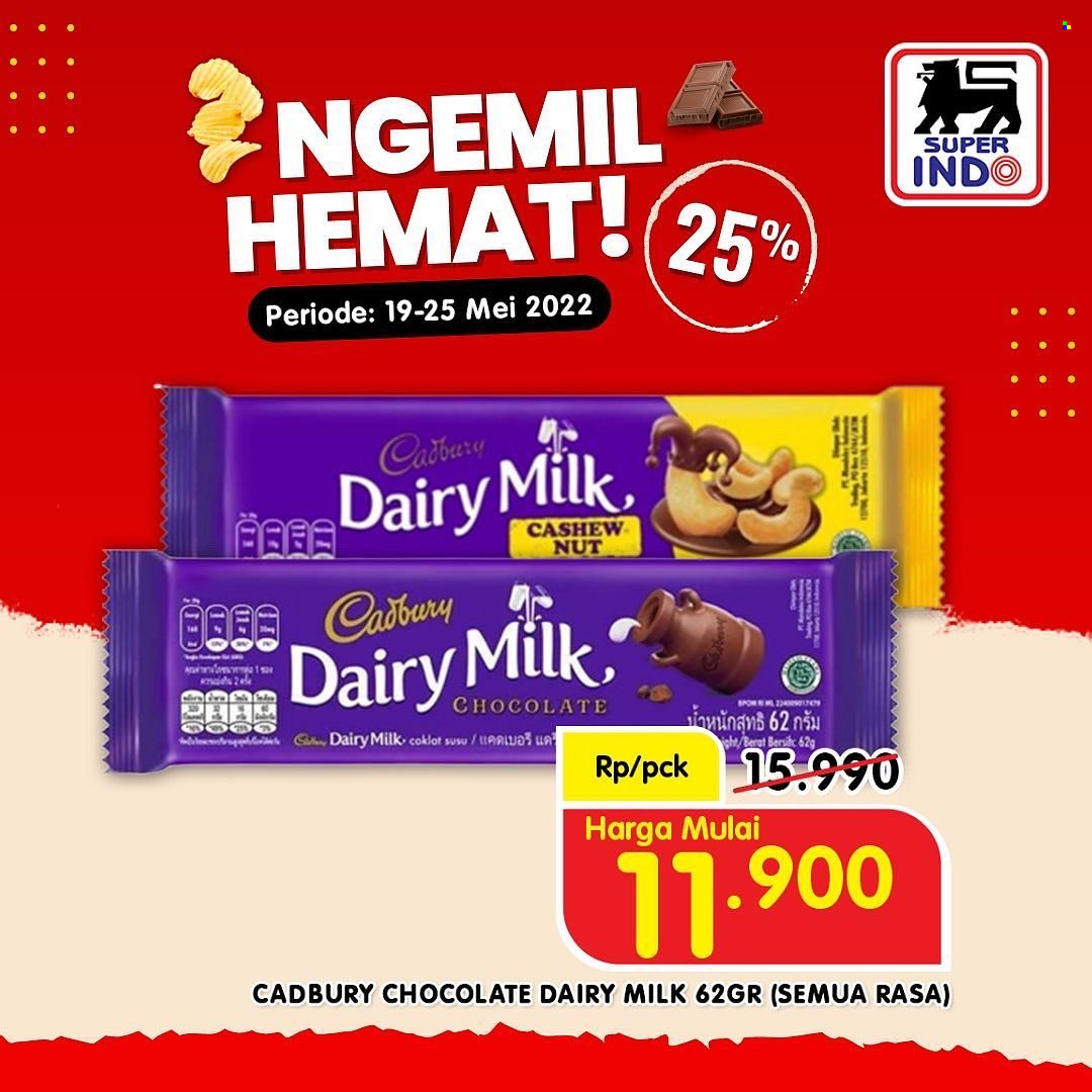 thumbnail - Promo Super INDO - 05/19/2022 - 05/25/2022 - Produk diskon - milk, milk chocolate, chocolate, harga mulai, cadbury. Halaman 1.