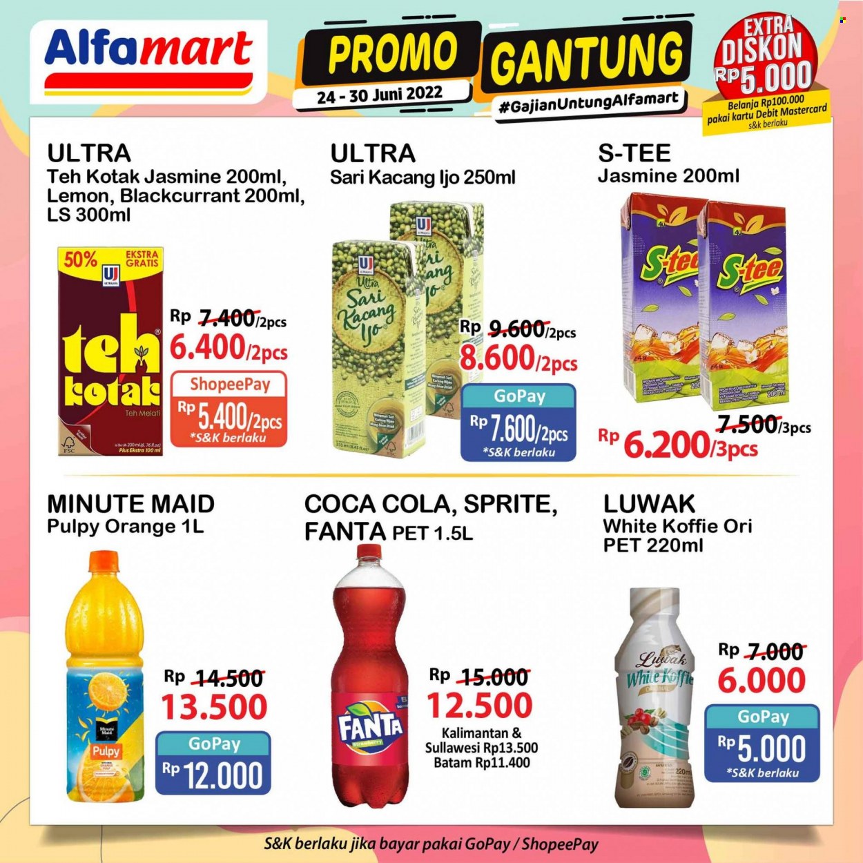 thumbnail - Promo Alfamart - 06/24/2022 - 06/30/2022 - Produk diskon - tee, sprite, pet, lemon, minute maid, kacang, kacang hijau, drink. Halaman 2.