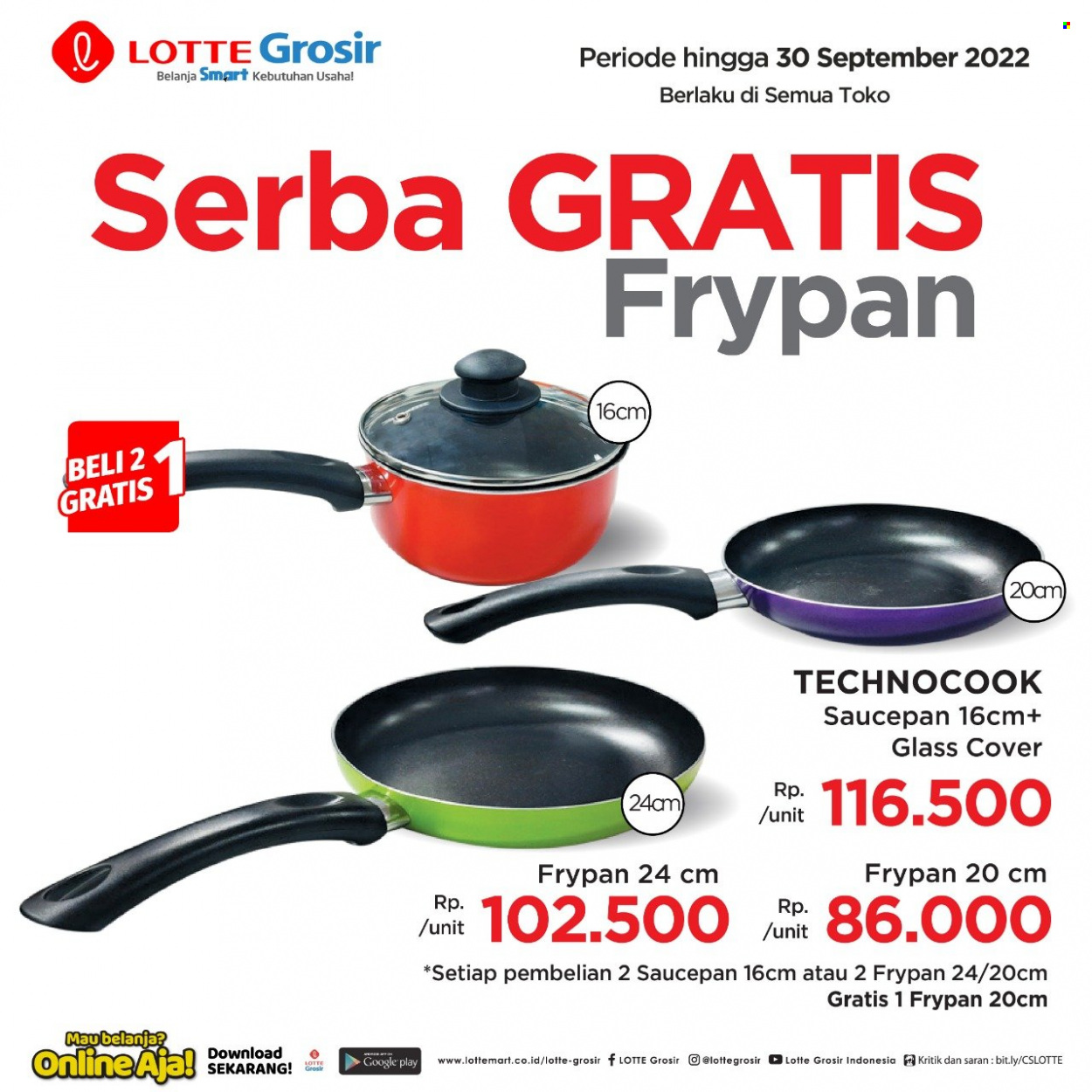 thumbnail - Promo LOTTE Grosir - 09/20/2022 - 09/30/2022 - Produk diskon - fry pan, glass, cover. Halaman 1.