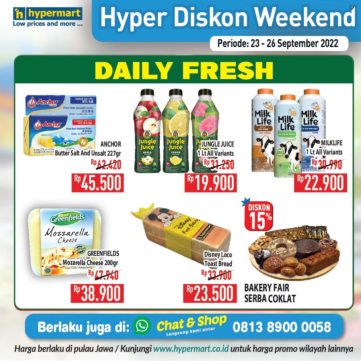 thumbnail - Promo Hypermart - 09/23/2022 - 09/25/2022 - Produk diskon - milk, lemon, mozarella, mozzarella, disney, butter, bread, apple. Halaman 11.