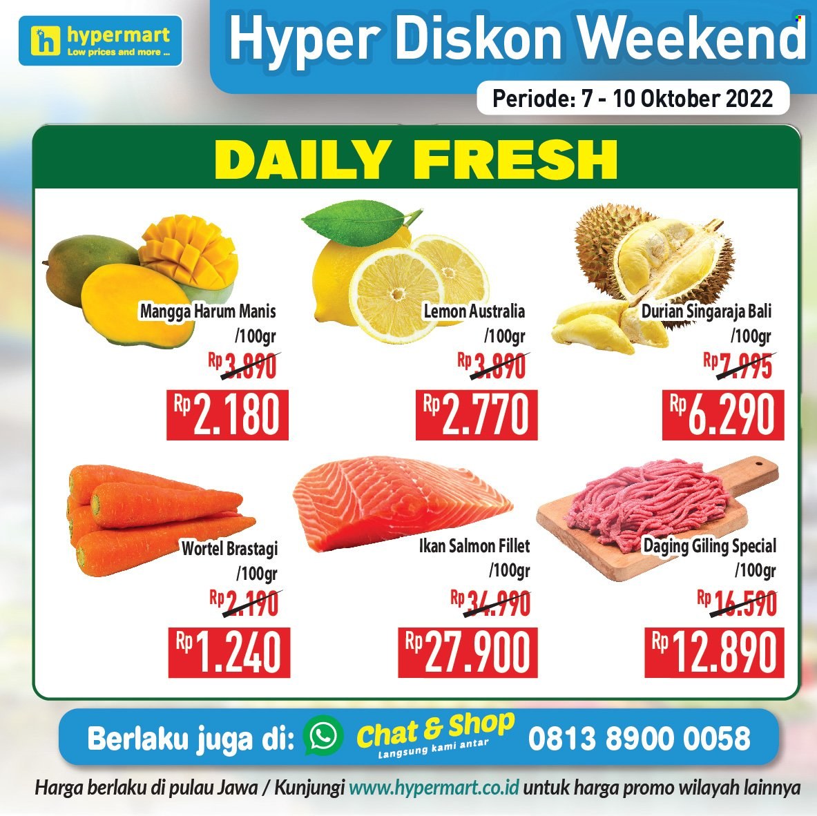 thumbnail - Promo Hypermart - 10/07/2022 - 10/10/2022 - Produk diskon - wortel, salmon, salmon fillet, lemon, mangga, daging giling. Halaman 8.
