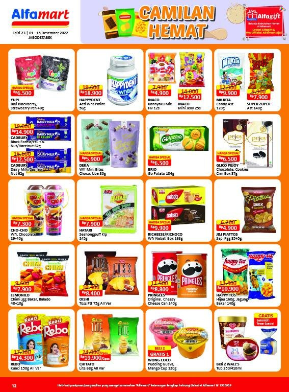 thumbnail - Promo Alfamart - 12/01/2022 - 12/15/2022 - Produk diskon - milk, fruit, richeese, richoco, pringles, pudding, rebo, mango, chocolate, guava, coco, cookies, cadbury, box. Halaman 11.