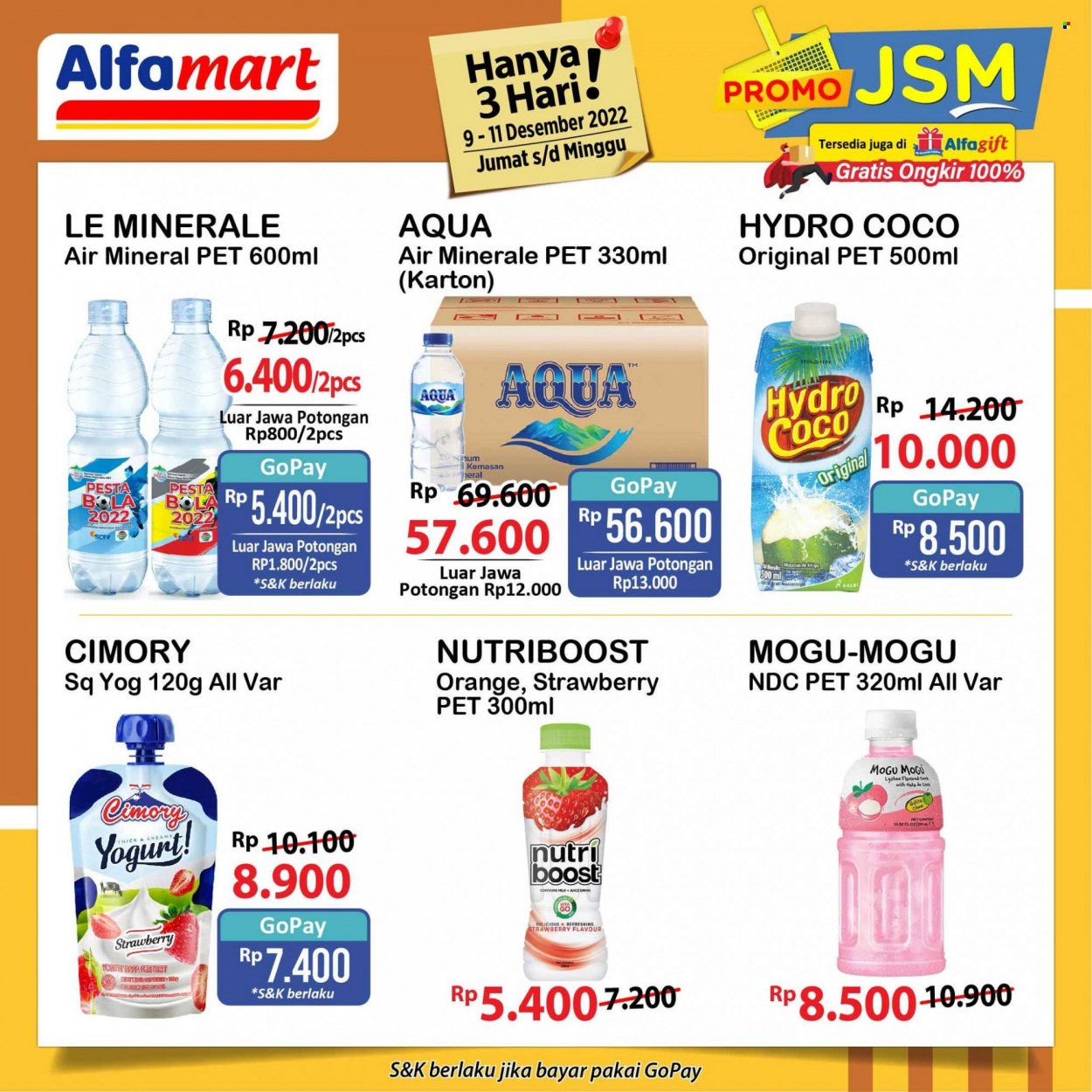 thumbnail - Promo Alfamart - 12/09/2022 - 12/11/2022 - Produk diskon - milk, yogurt, pet, lychee, hugo boss, cimory, coco, bola, aqua, drink. Halaman 1.