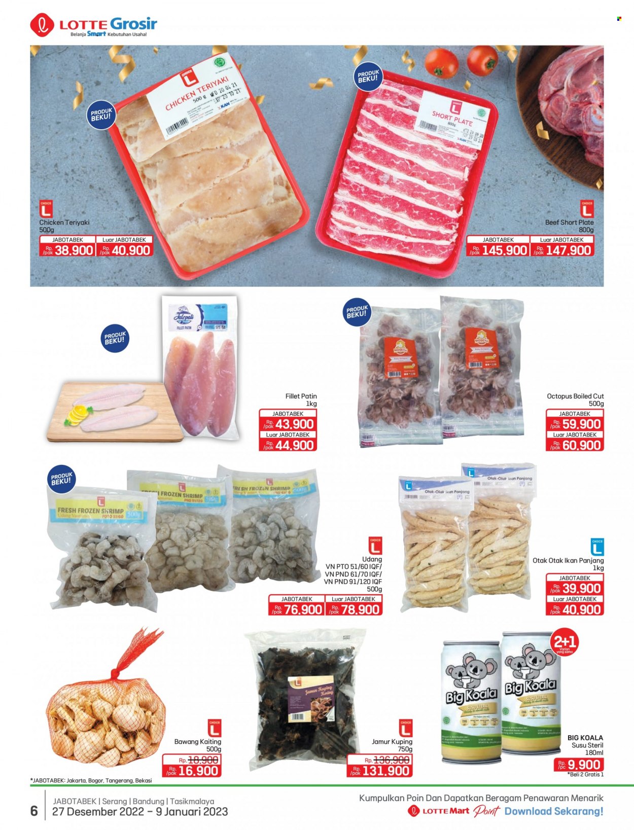 thumbnail - Promo LOTTE Grosir - 01/24/2023 - 02/06/2023 - Produk diskon - chicken, beef, teriyaki, panjang, plate, octopus, frozen, beef meat, bawang. Halaman 6.
