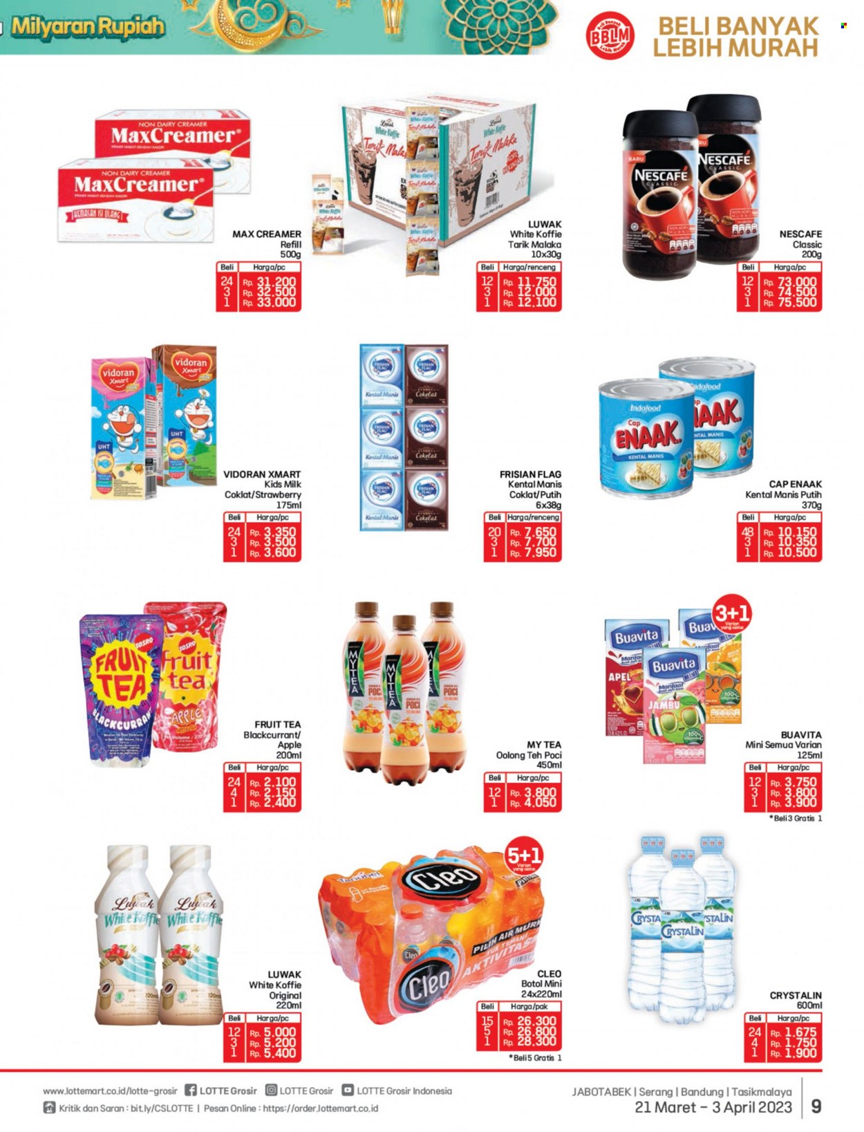 thumbnail - Promo LOTTE Grosir - 03/21/2023 - 04/06/2023 - Produk diskon - milk, fruit, vidoran, tea, pin, non dairy creamer, indofood, apel, apple. Halaman 9.