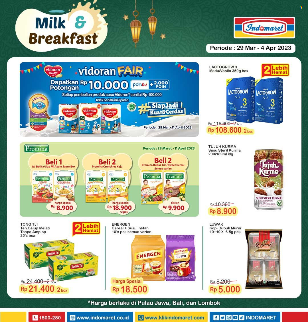 thumbnail - Promo Indomaret - 03/29/2023 - 04/04/2023 - Produk diskon - milk, vidoran, tong, tea, cereal, cod, box, ayam. Halaman 4.