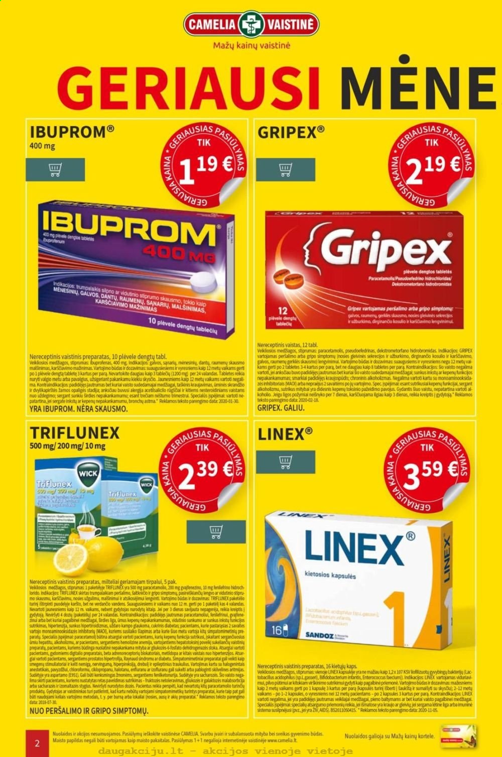 thumbnail - „CAMELIA Vaistinė“ leidinys - 2021 01 04 - 2021 01 31 - Išpardavimų produktai - Ibuprom, Zn. 2 puslapis.