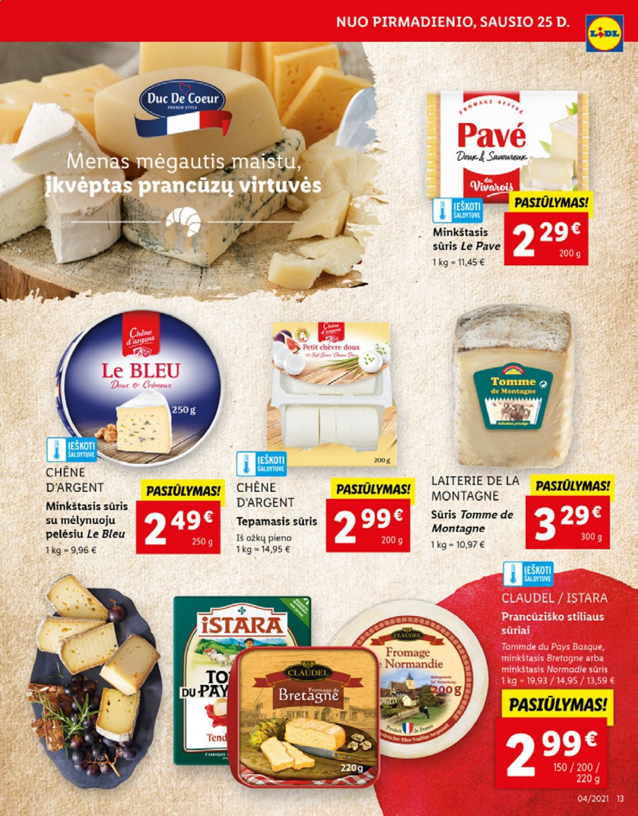 thumbnail - „Lidl“ leidinys - 2021 01 25 - 2021 01 31 - Išpardavimų produktai - sūris, Tomme de Montagne. 13 puslapis.
