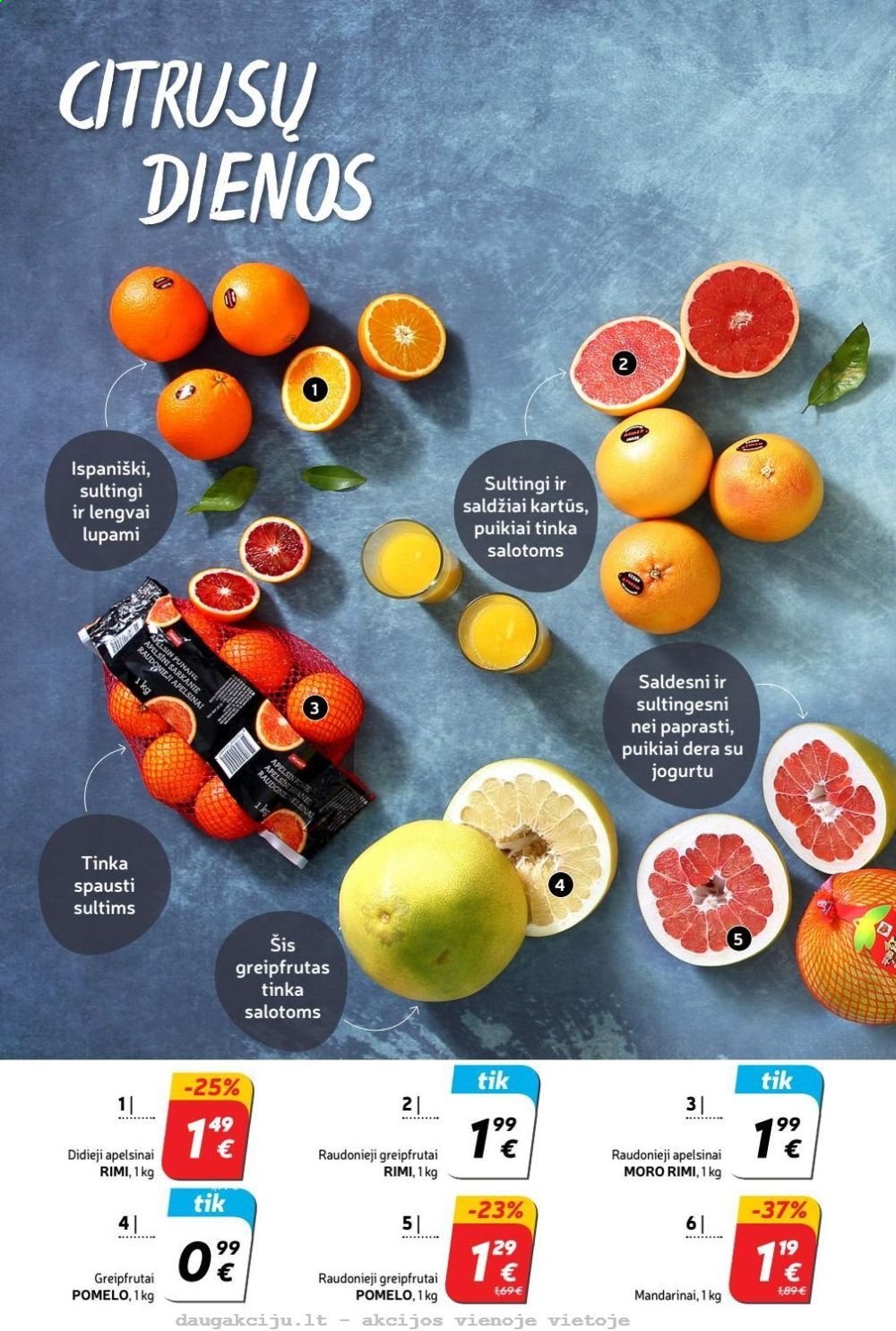 thumbnail - „Rimi“ leidinys - 2021 01 26 - 2021 02 01 - Išpardavimų produktai - greipfrutai, pomelo, mandarinai. 4 puslapis.