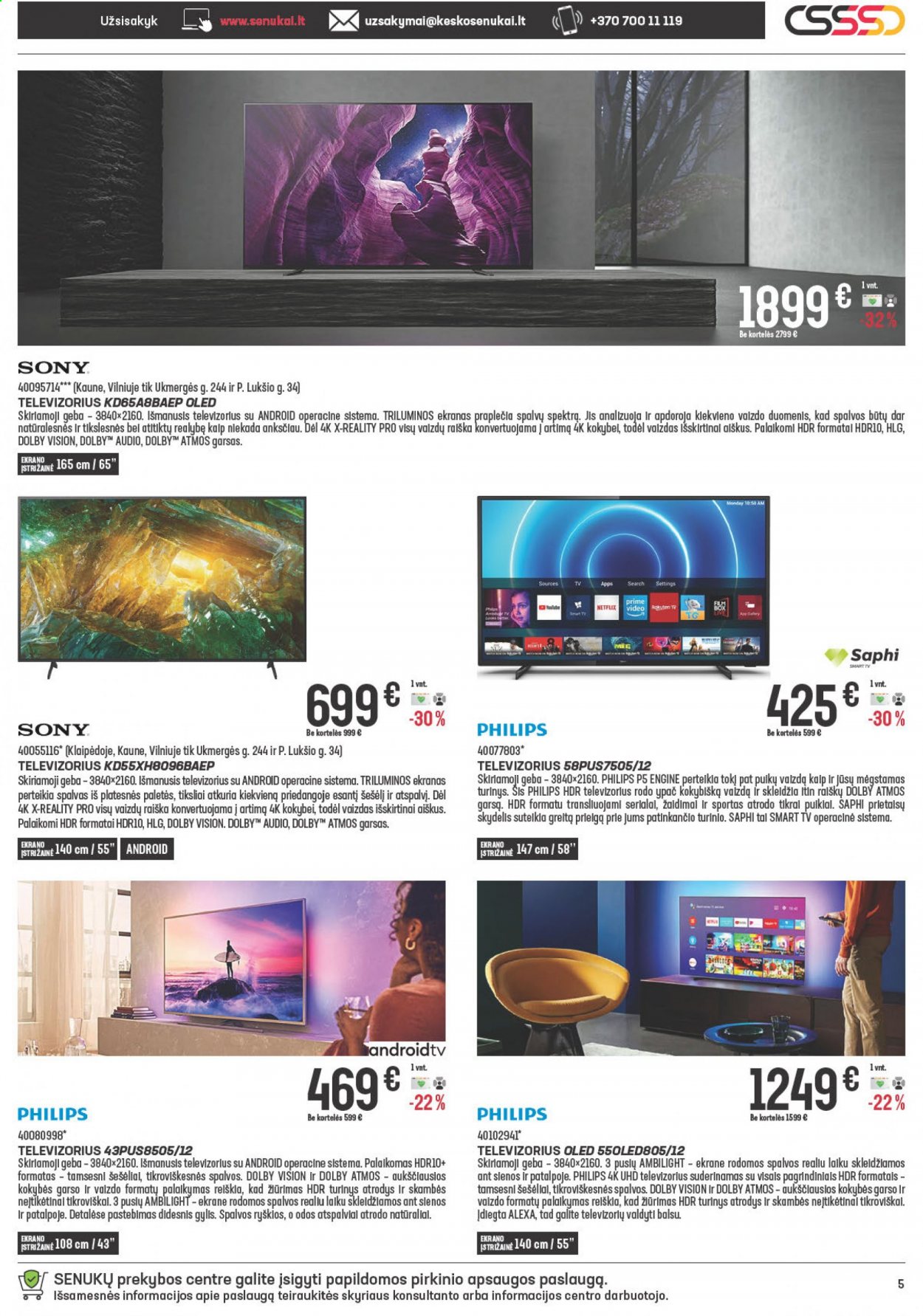 thumbnail - „Senukai“ leidinys - 2021 02 24 - 2021 03 30 - Išpardavimų produktai - Philips, Sony, OLED, televizorius. 5 puslapis.