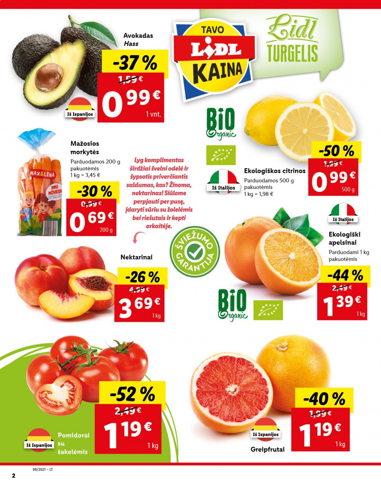 thumbnail - „Lidl“ leidinys - 2021 03 01 - 2021 03 07 - Išpardavimų produktai - pomidorai, avokadas, greipfrutai, citrinos, nektarinai. 2 puslapis.