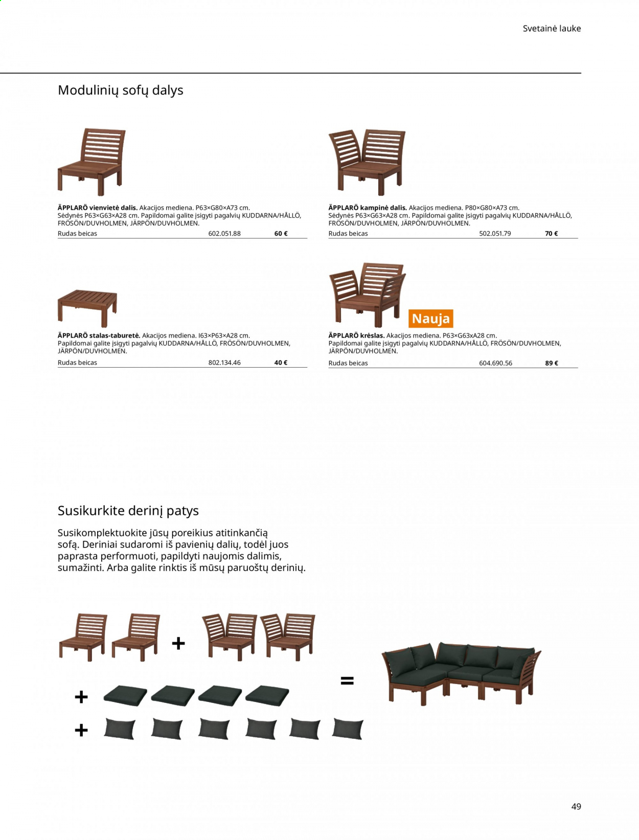 thumbnail - „IKEA“ leidinys - Išpardavimų produktai - lauko baldai, sofa, krėslas. 49 puslapis.