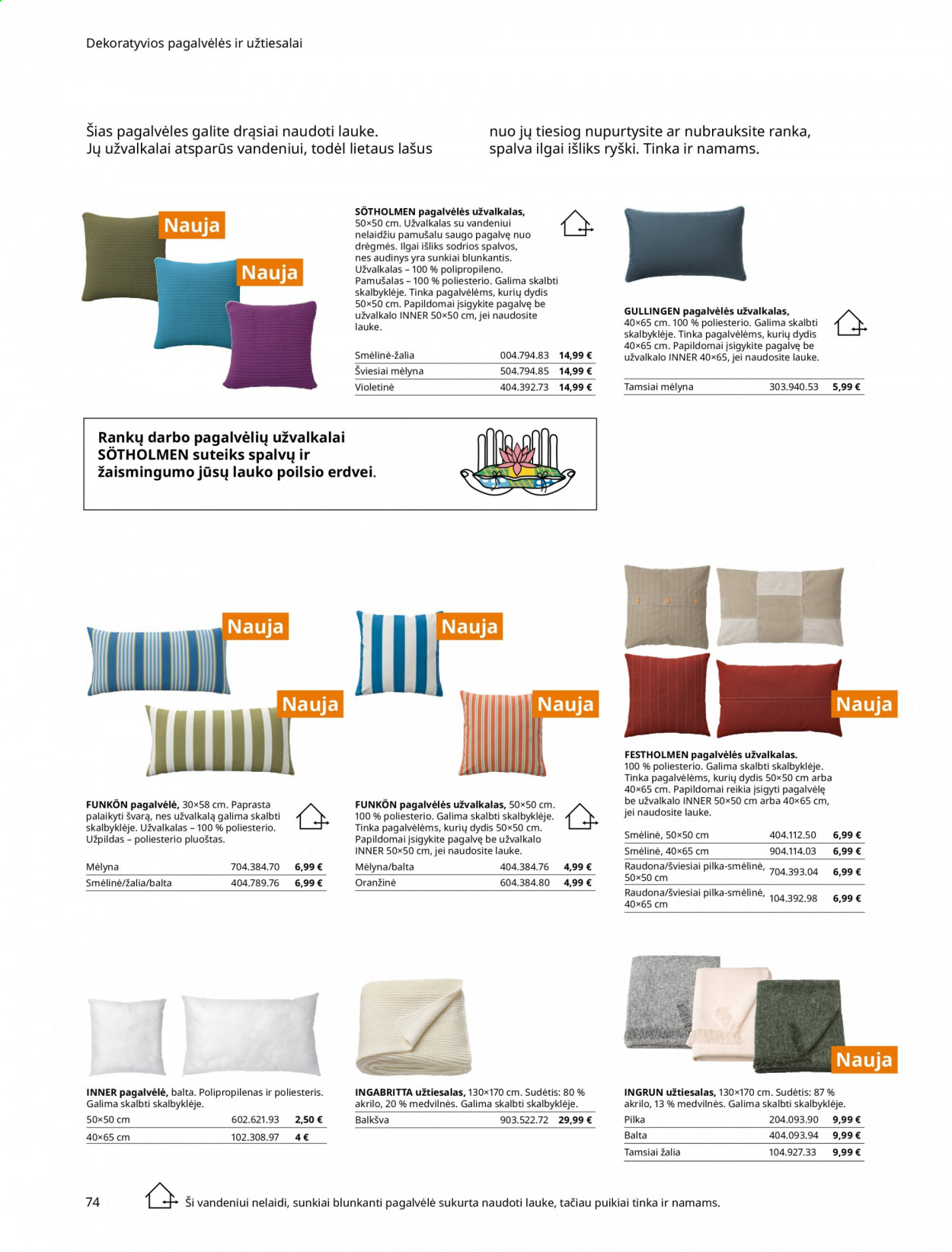 thumbnail - „IKEA“ leidinys - Išpardavimų produktai - pagalvė. 74 puslapis.