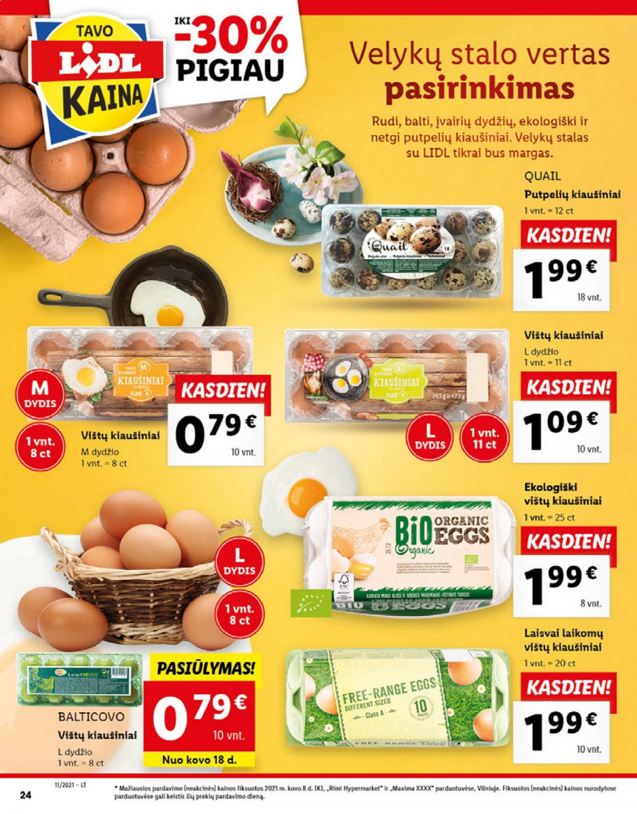 thumbnail - „Lidl“ leidinys - 2021 03 15 - 2021 03 21 - Išpardavimų produktai - stalo, kiaušiniai, laikomų vištų kiaušiniai, vištų kiaušiniai. 24 puslapis.