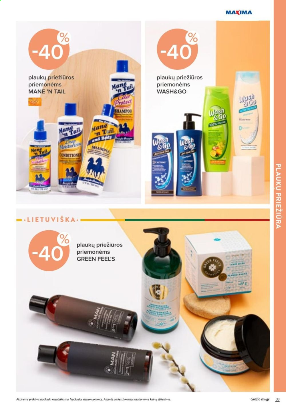 thumbnail - „Maxima“ leidinys - 2021 04 08 - 2021 04 21 - Išpardavimų produktai - shampoo, plaukų priežiūros priemonėms. 33 puslapis.