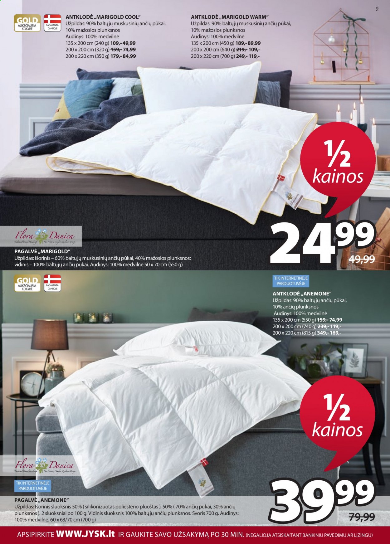 thumbnail - „JYSK“ leidinys - 2021 04 27 - 2021 05 10 - Išpardavimų produktai - antklodės, pagalvė. 9 puslapis.