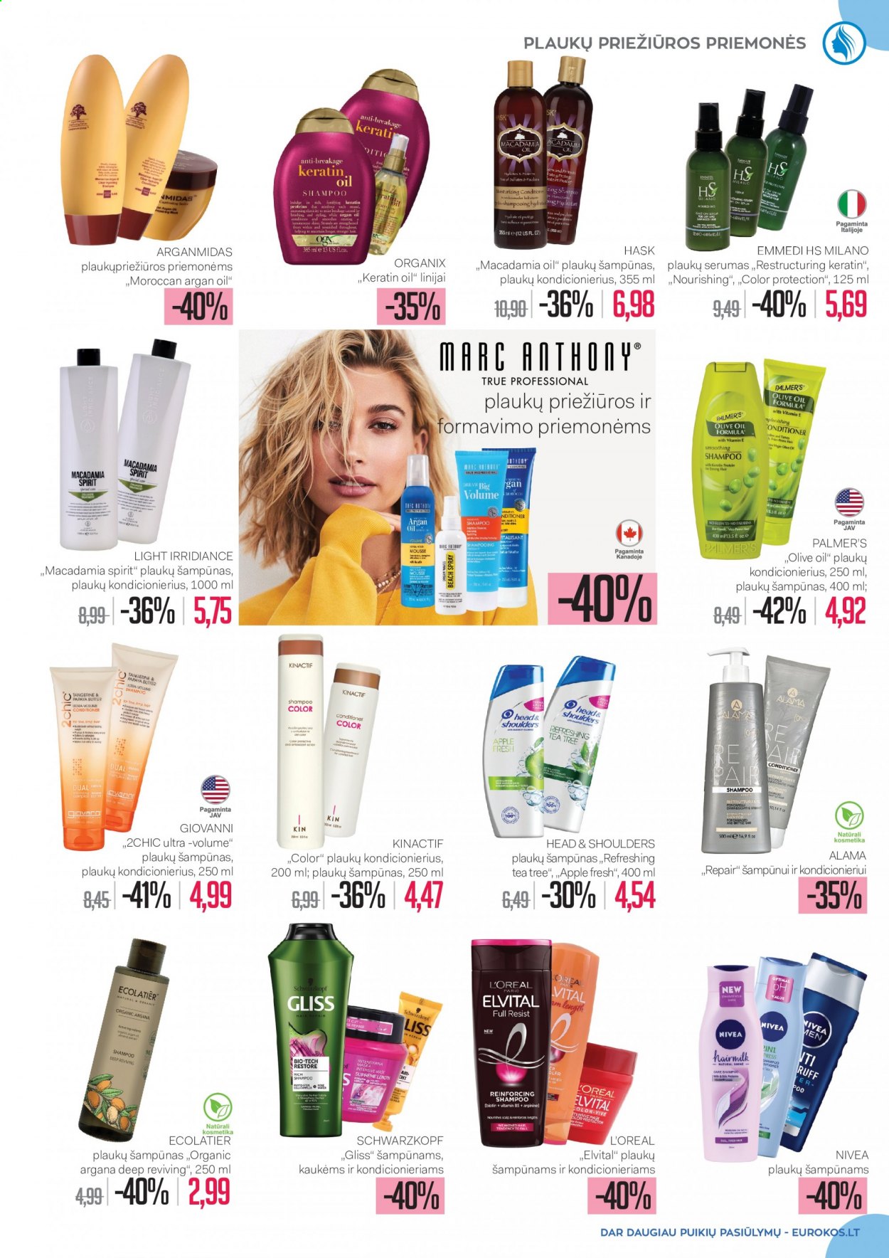 thumbnail - „Eurokos“ leidinys - 2021 04 29 - 2021 06 01 - Išpardavimų produktai - Head & Shoulders, keratin, L'Oréal, Nivea, plaukų šampūnas, Schwarzkopf, šampūnas. 7 puslapis.