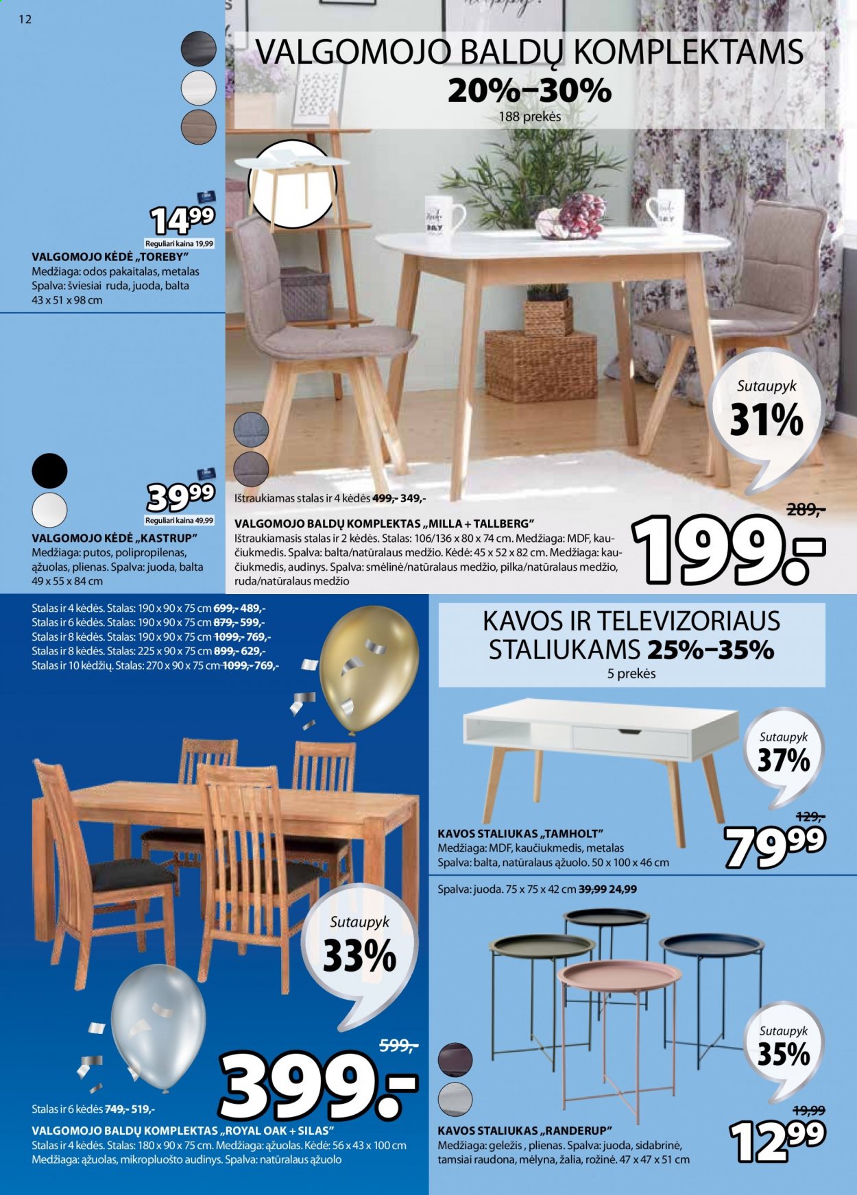 thumbnail - „JYSK“ leidinys - 2021 05 11 - 2021 05 24 - Išpardavimų produktai - staliukas, kavos staliukas, kėdė. 12 puslapis.