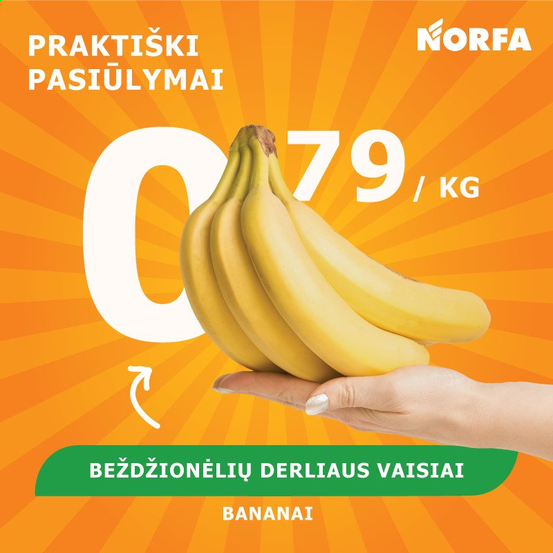 thumbnail - „NORFA“ leidinys - 2021 05 18 - 2021 05 23 - Išpardavimų produktai - bananai. 1 puslapis.