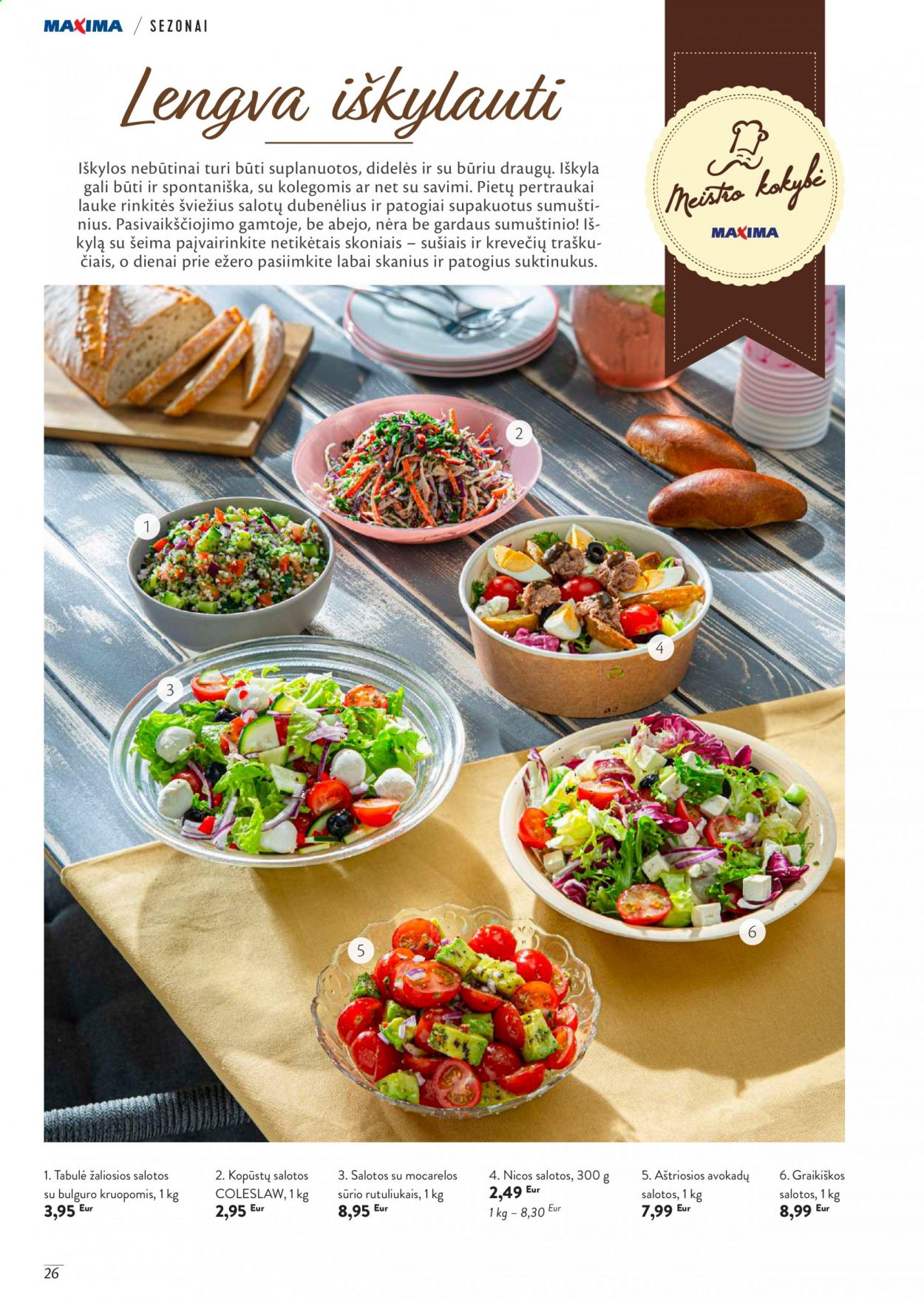 thumbnail - „Maxima“ leidinys - 2021 06 01 - 2021 08 31 - Išpardavimų produktai - salotos, coleslaw. 26 puslapis.