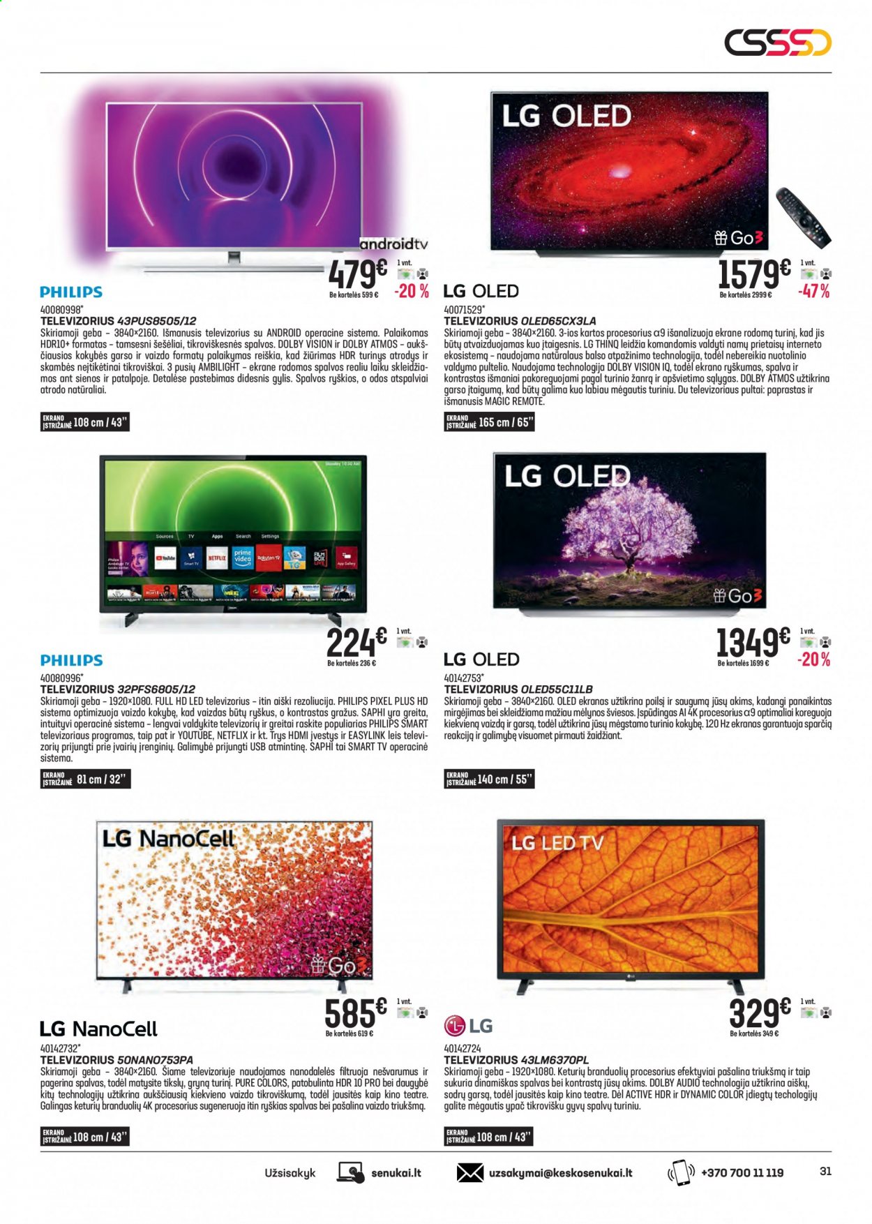 thumbnail - „Senukai“ leidinys - 2021 06 03 - 2021 06 29 - Išpardavimų produktai - Philips, LG, iOS, OLED, televizorius. 31 puslapis.