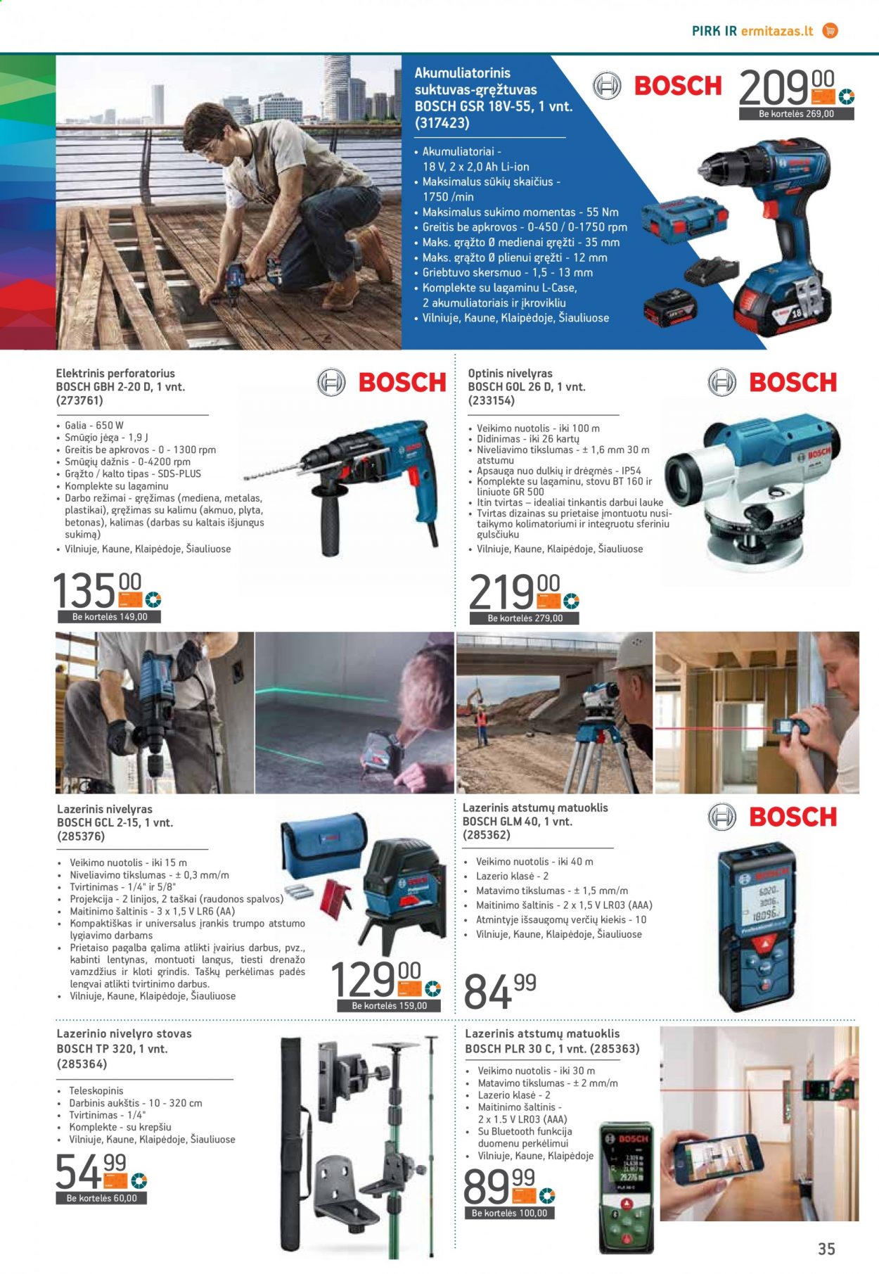 thumbnail - „ERMITAŽAS“ leidinys - 2021 06 09 - 2021 07 06 - Išpardavimų produktai - Bosch, lazerinis nivelyras, akumuliatorinis suktuvas, gręžtuvas, perforatorius, suktuvas, nivelyras, stovai. 35 puslapis.