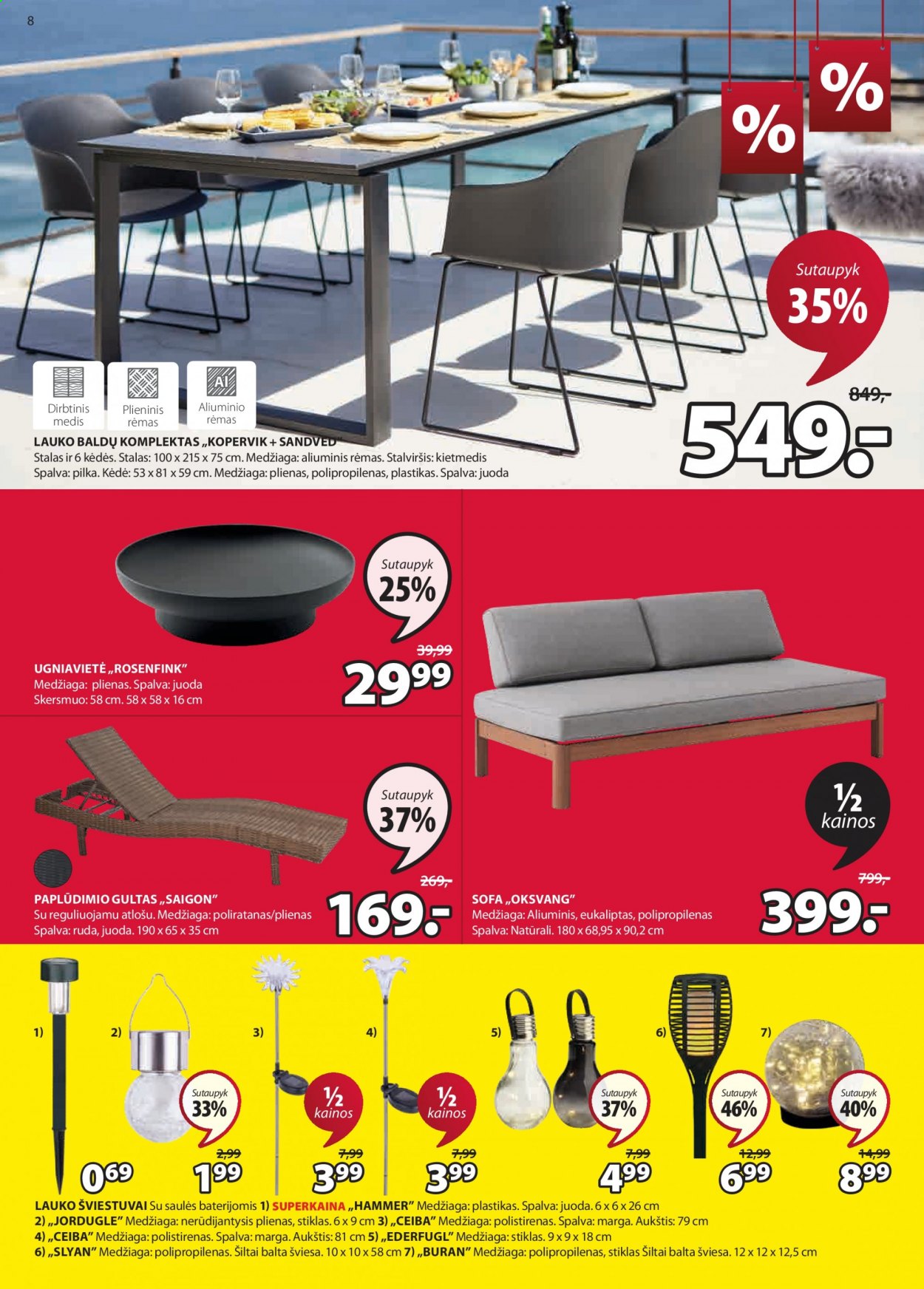 thumbnail - „JYSK“ leidinys - 2021 06 22 - 2021 07 05 - Išpardavimų produktai - gultas, sofa, rėmas, kėdė. 8 puslapis.