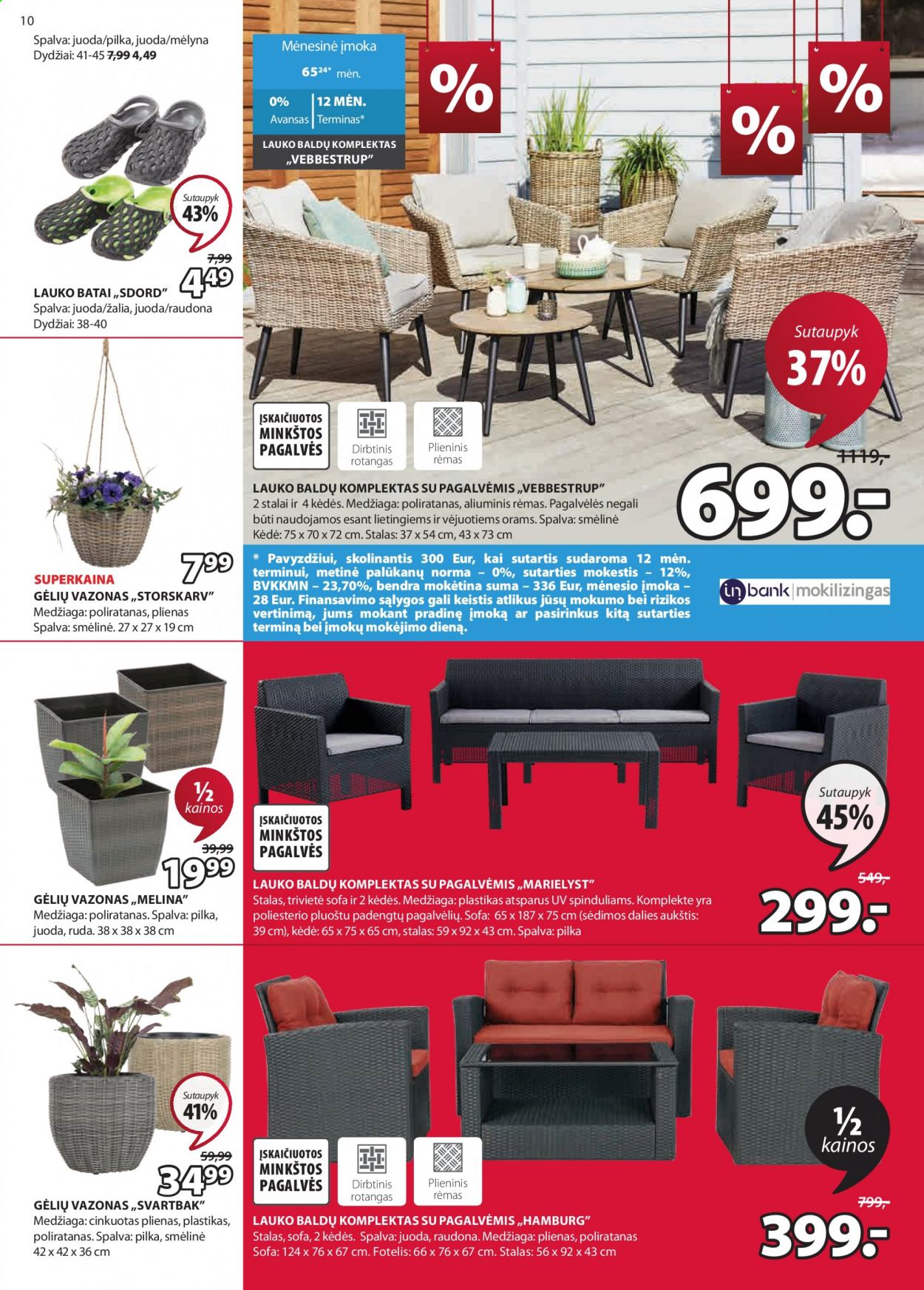 thumbnail - „JYSK“ leidinys - 2021 06 22 - 2021 07 05 - Išpardavimų produktai - foteliai, sofa, rėmas, kėdė. 10 puslapis.