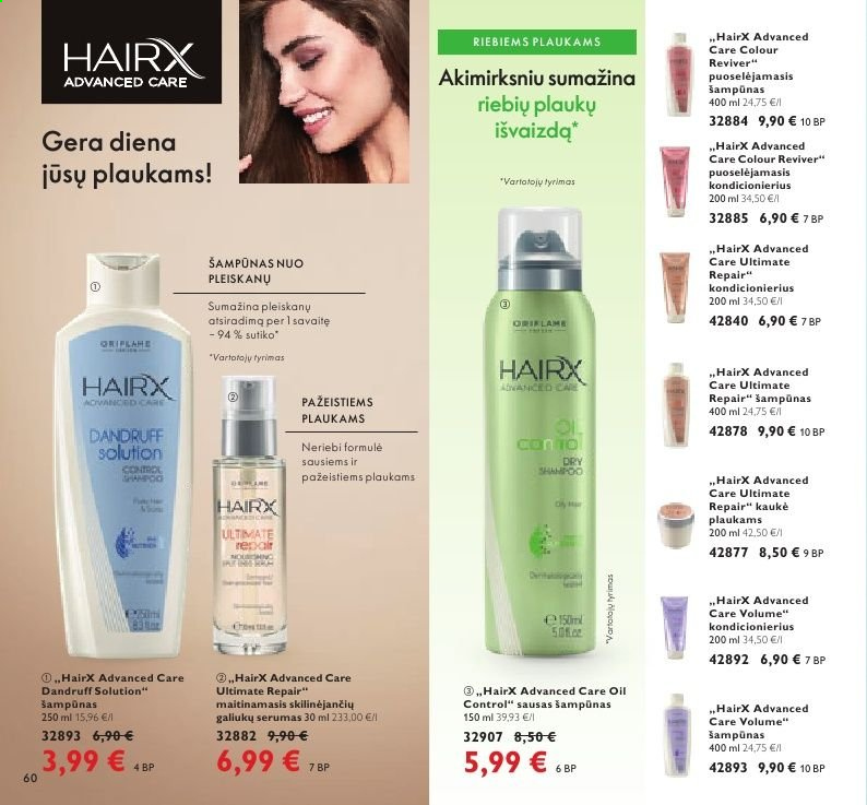 thumbnail - „Oriflame“ leidinys - 2021 07 01 - 2021 07 31 - Išpardavimų produktai - šampūnas, HairX. 60 puslapis.