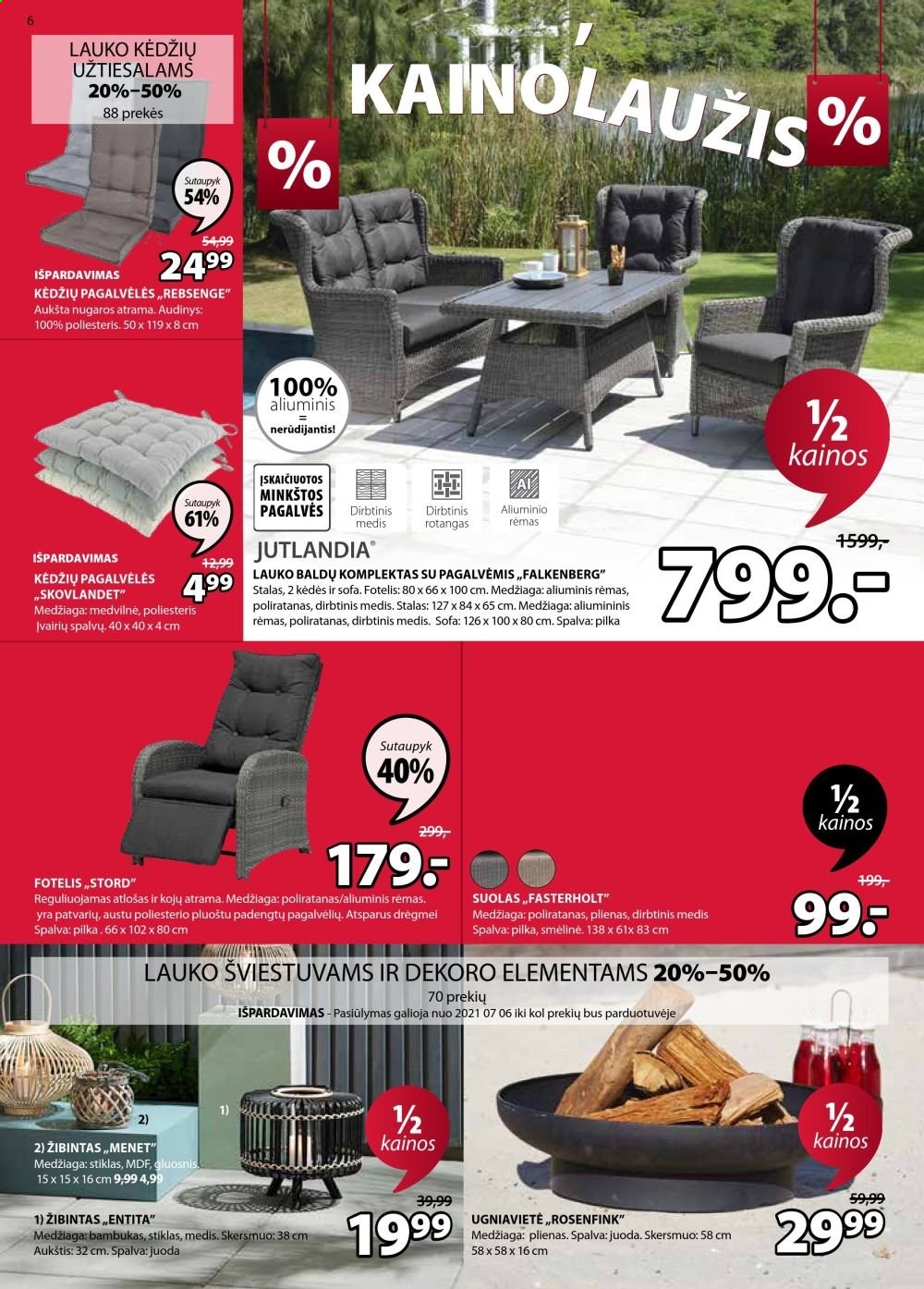 thumbnail - „JYSK“ leidinys - 2021 07 06 - 2021 07 19 - Išpardavimų produktai - foteliai, sofa, rėmas. 6 puslapis.
