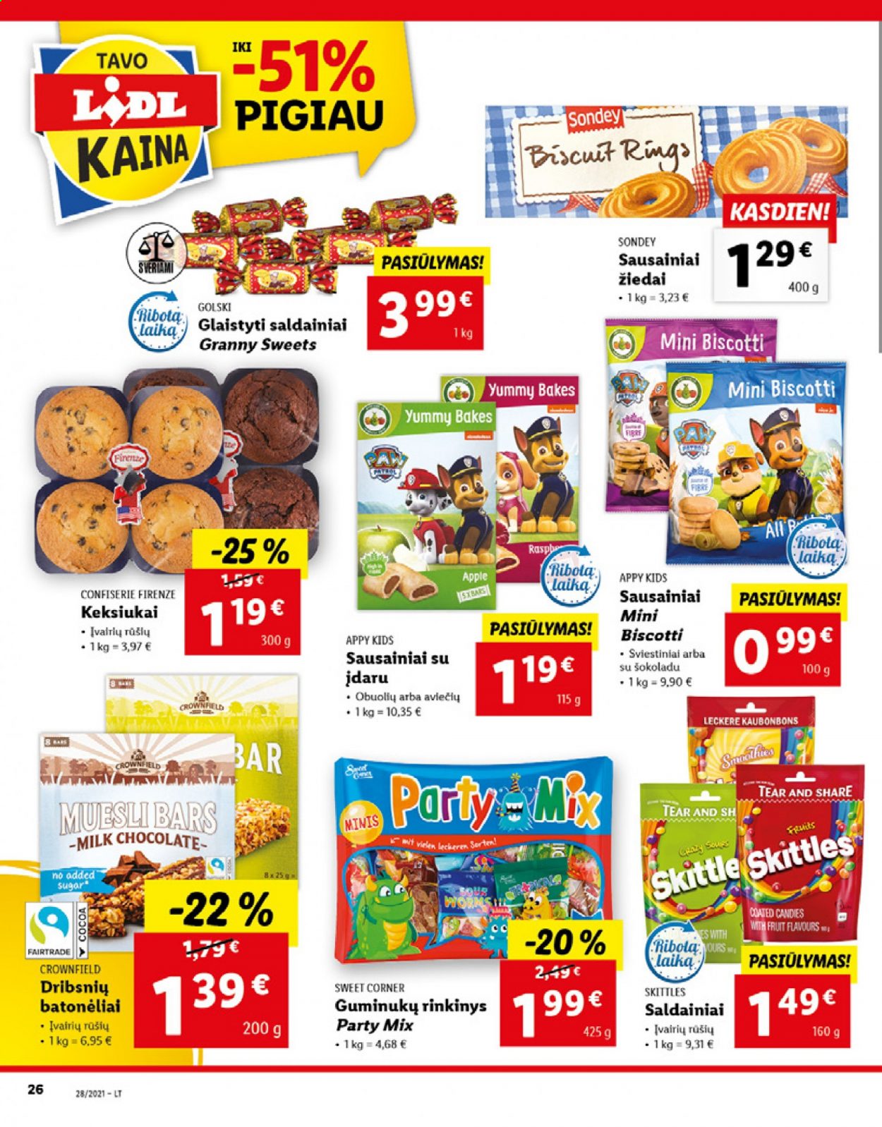 thumbnail - „Lidl“ leidinys - 2021 07 12 - 2021 07 18 - Išpardavimų produktai - biscotti, saldainiai, sausainiai, Apple. 26 puslapis.