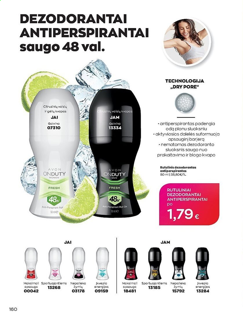 thumbnail - „Avon“ leidinys - 2021 08 01 - 2021 08 31 - Išpardavimų produktai - Avon, antiperspirantas, dezodorantas, rutulinis dezodorantas. 160 puslapis.