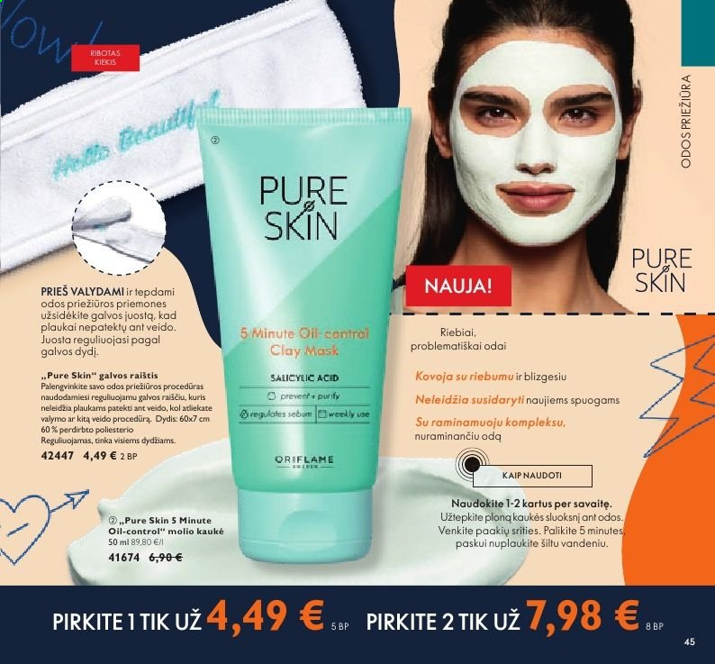 thumbnail - „Oriflame“ leidinys - 2021 08 01 - 2021 08 31 - Išpardavimų produktai - Pure Skin. 45 puslapis.
