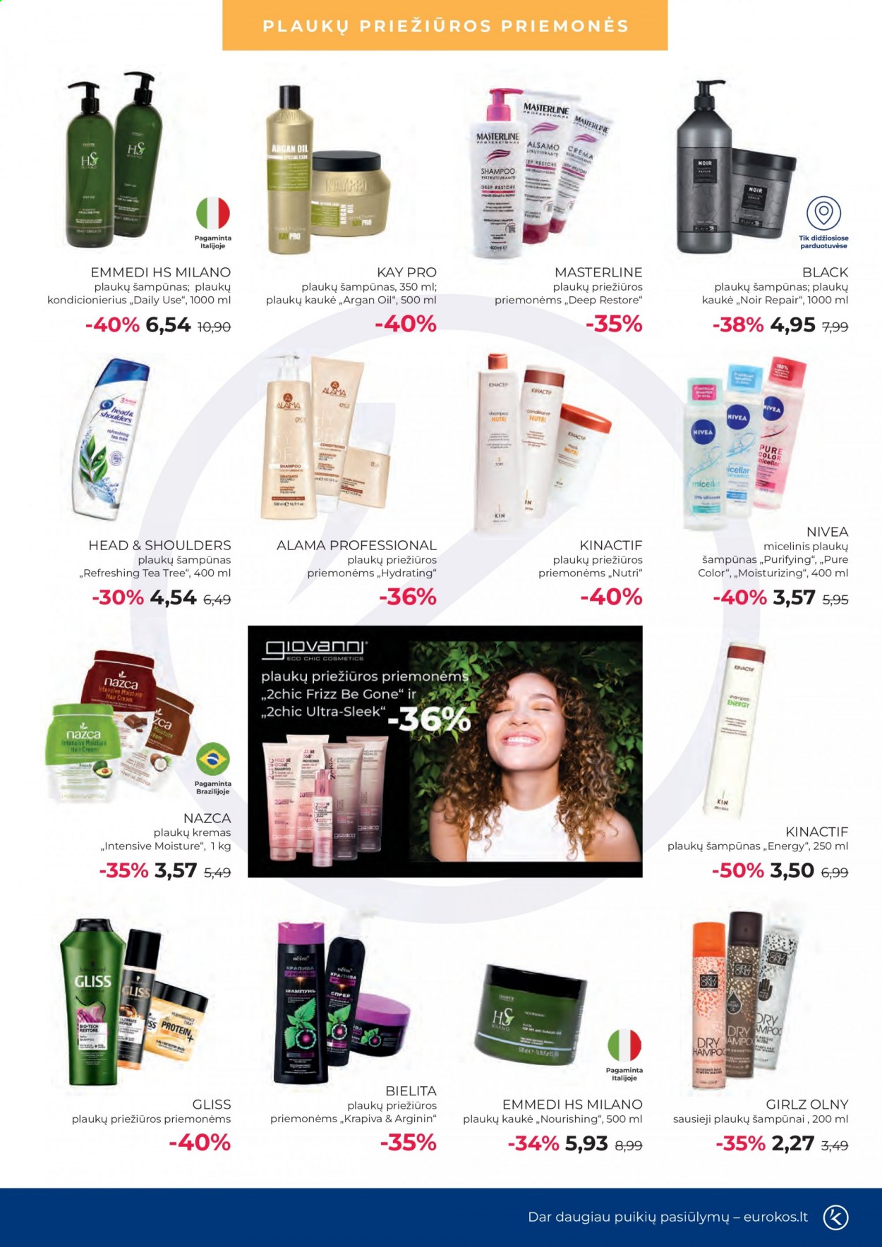 thumbnail - „Eurokos“ leidinys - 2021 08 03 - 2021 08 30 - Išpardavimų produktai - Head & Shoulders, Nivea, plaukų šampūnas, šampūnas, Micelinis, plaukų priežiūros priemonėms, kremas. 7 puslapis.
